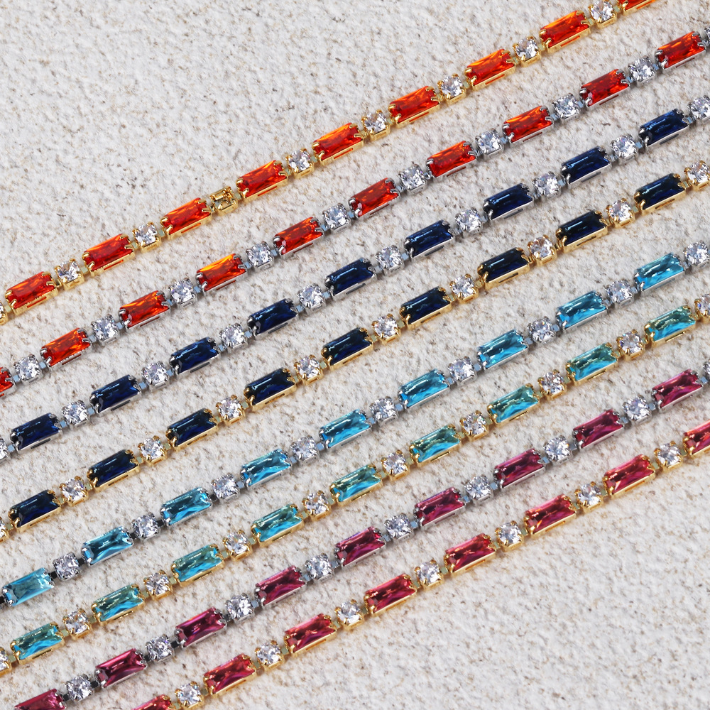 Copper Plating Geometric Zircon Bracelets 6