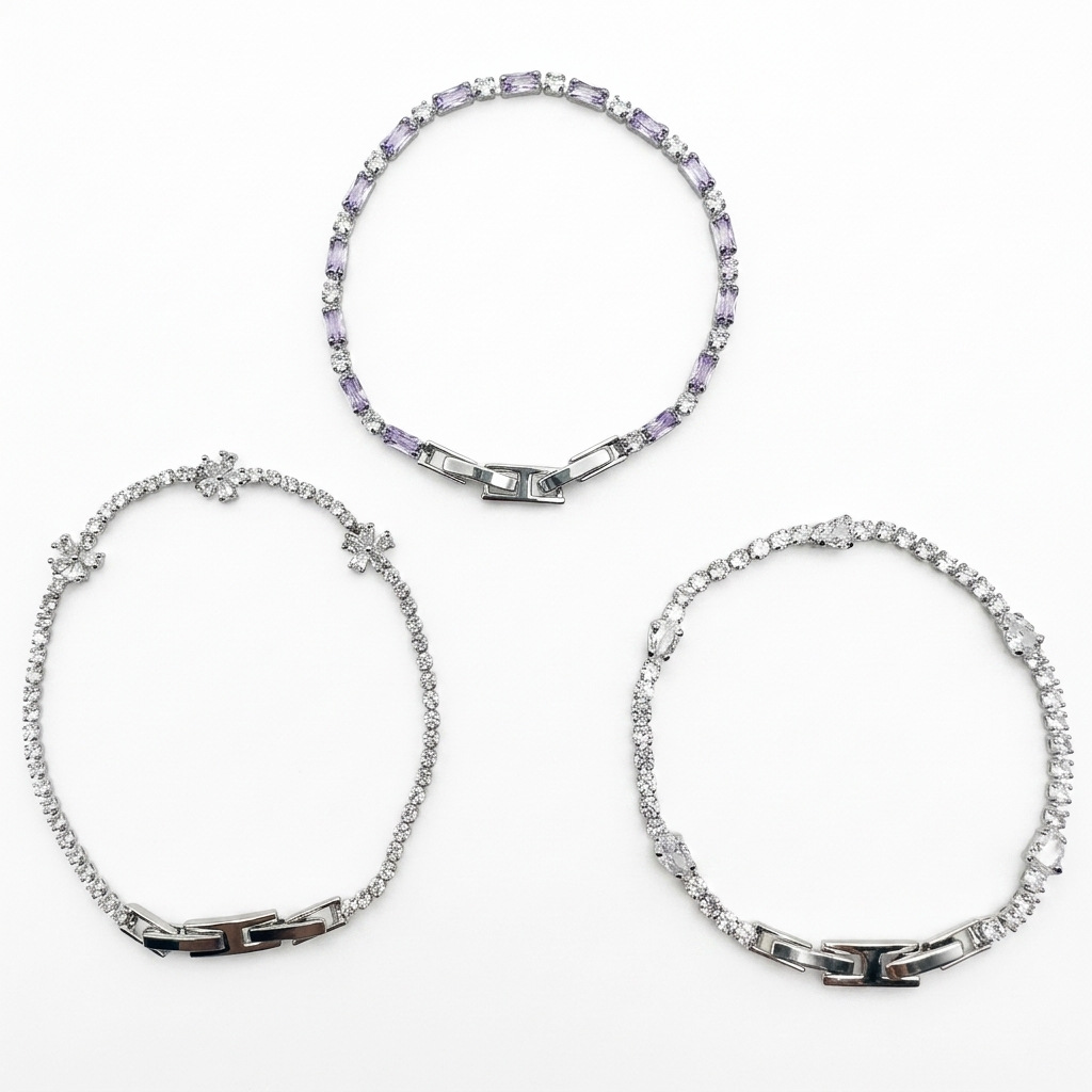 Sweet Couple Bracelets With Electroplated Copper And Zircon Inlay Featuring Elegant Flower Pattern 5