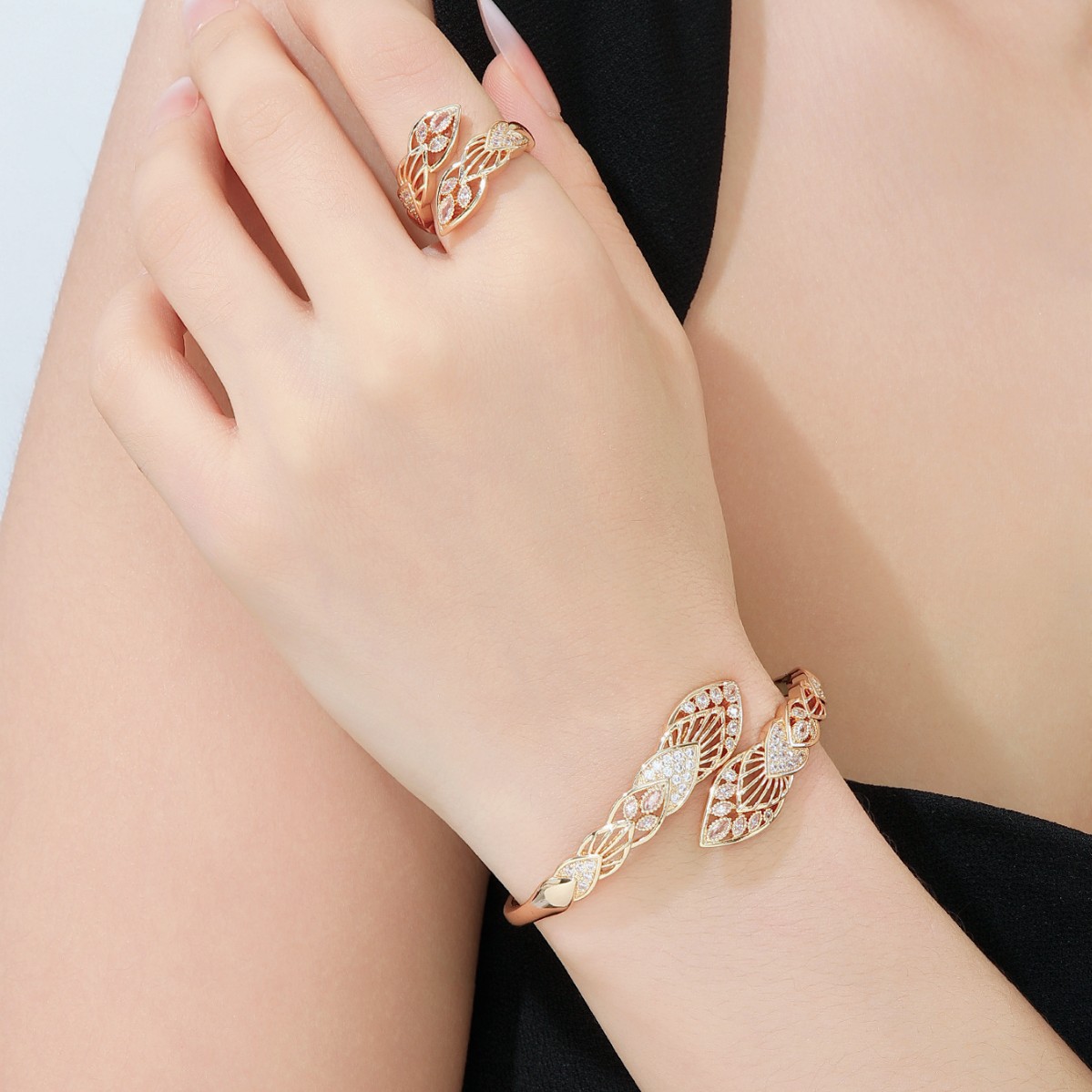 Couple Grain Copper Bangle In Gold Featuring Simple Style, 1 Pair 4