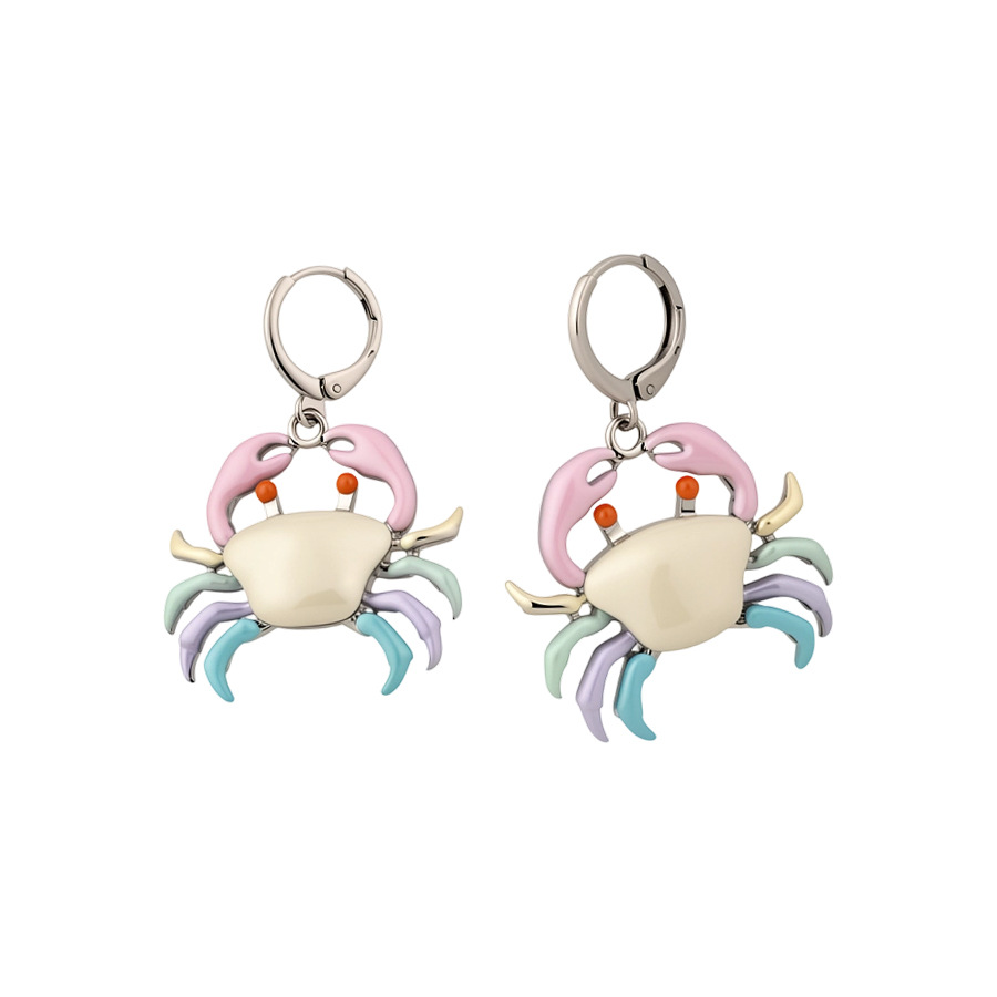 Crab Earrings For Women In Silver Enamel With Copper Base And 304 Stainless Steel Ear Pins 5