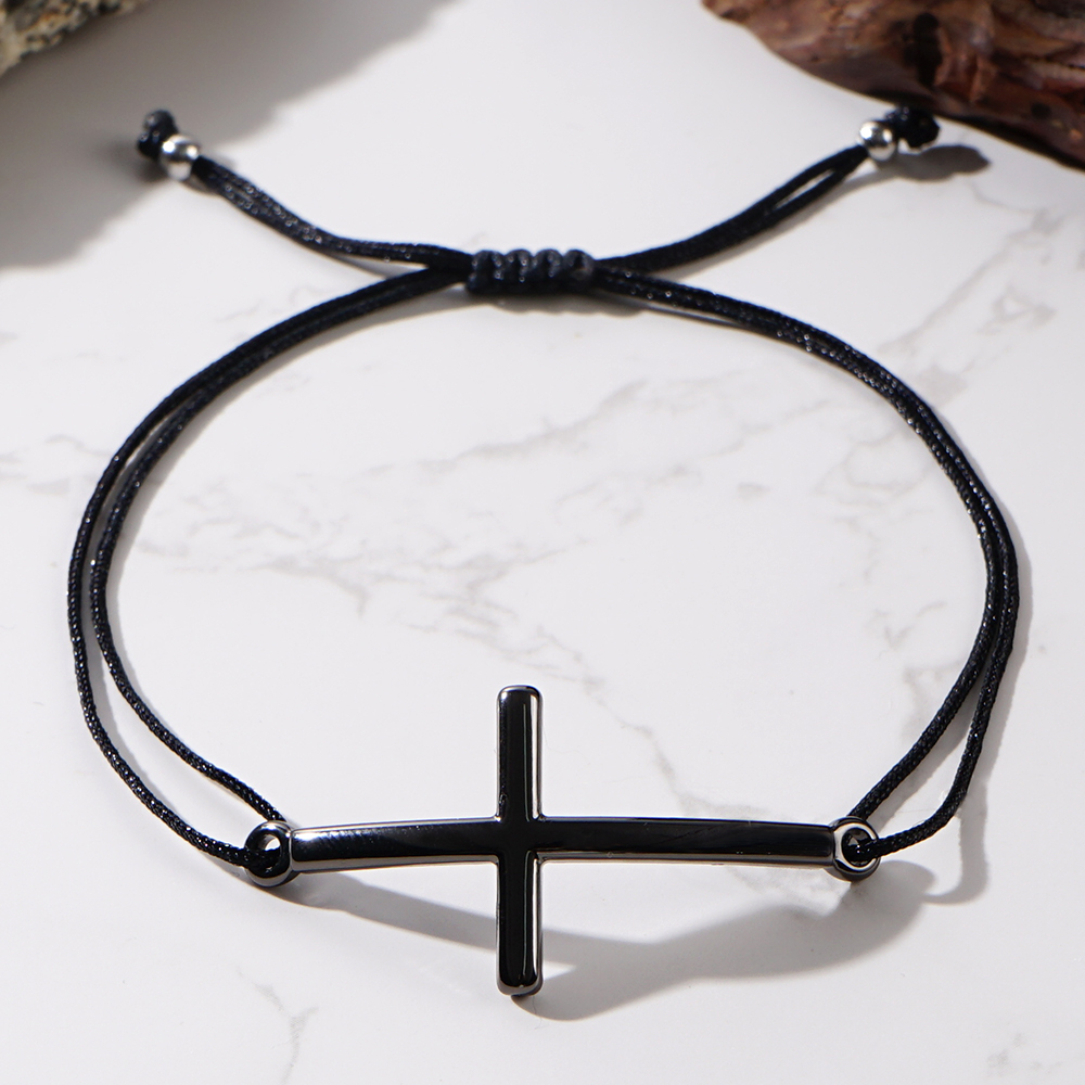 Cross Beading Drawstring Bracelet For Women With Copper Rope Chain Cord In Chain Design