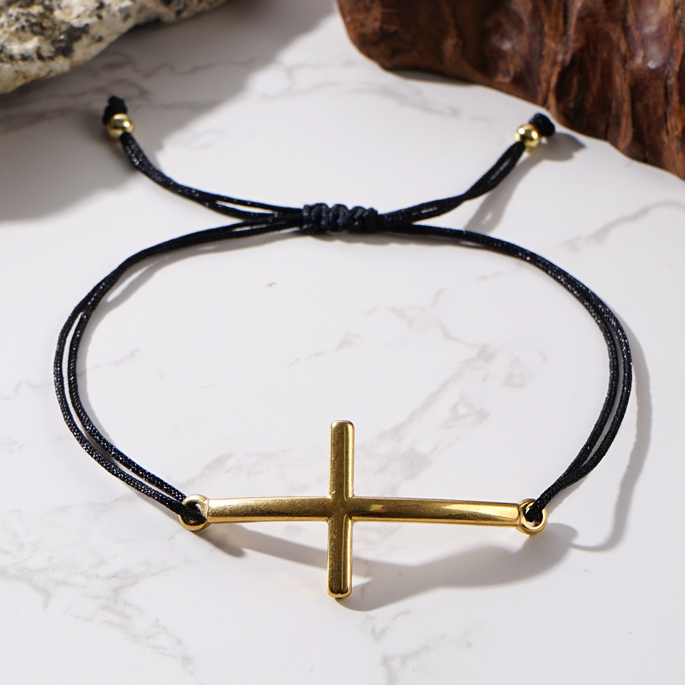 Cross Beading Drawstring Bracelet For Women With Copper Rope Chain Cord In Chain Design 3