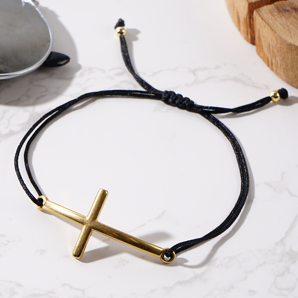 Cross Beading Drawstring Bracelet For Women With Copper Rope Chain Cord In Chain Design 5