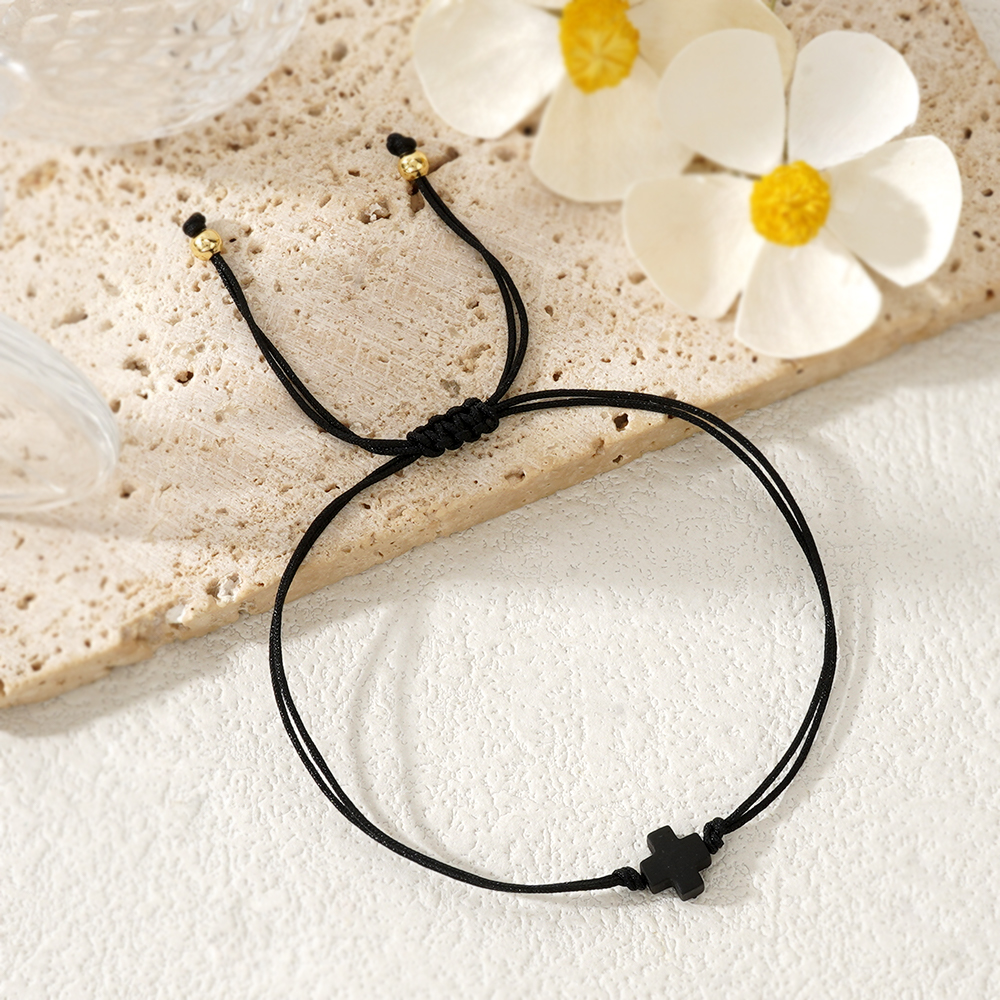 Cross Beading Drawstring Bracelet For Women With Copper Rope Chain Cord In Chain Design 3