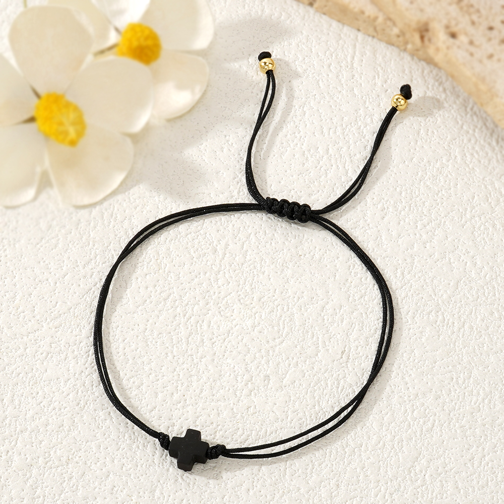 Cross Beading Drawstring Bracelet For Women With Copper Rope Chain Cord In Chain Design 4
