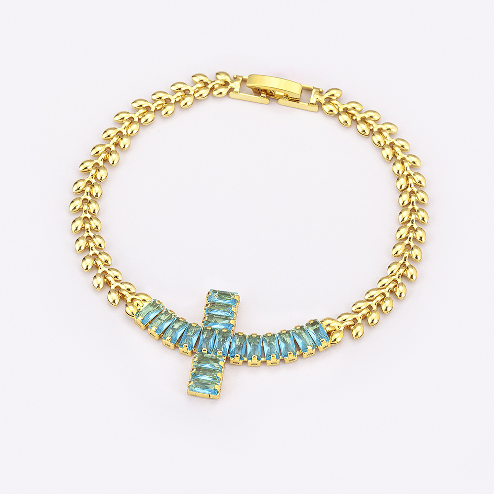 Cross Bracelet For Unisex Featuring Copper Pendant With 18K Real Gold Electroplated And Zircon Inlay 5