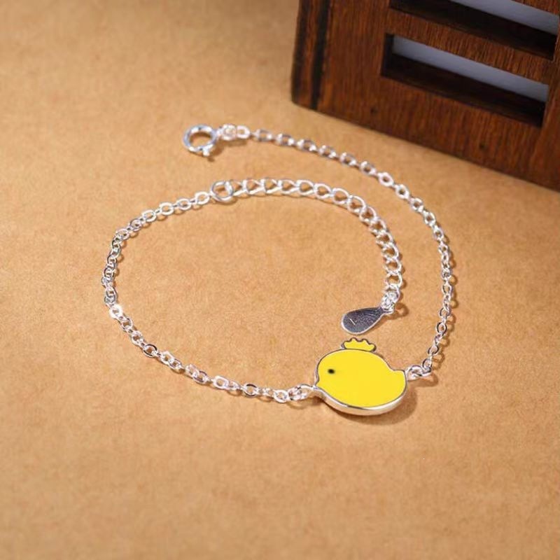 Cute Animal Enamel Copper Bracelet In Silver, Unisex Design