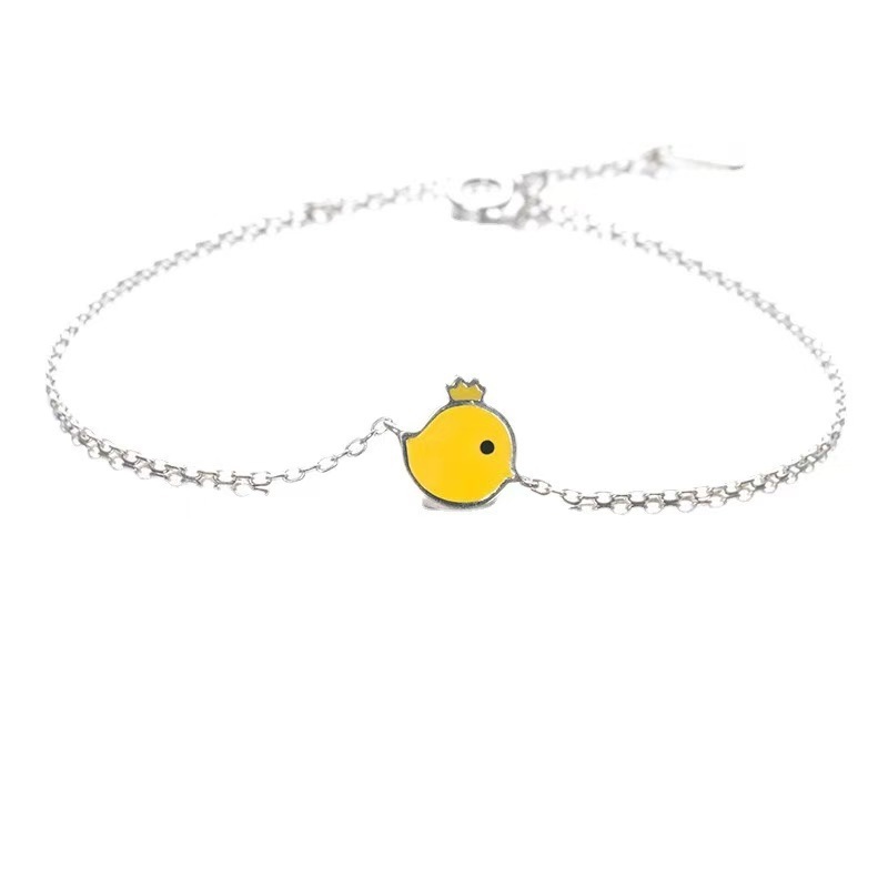 Cute Animal Enamel Copper Bracelet In Silver, Unisex Design 5
