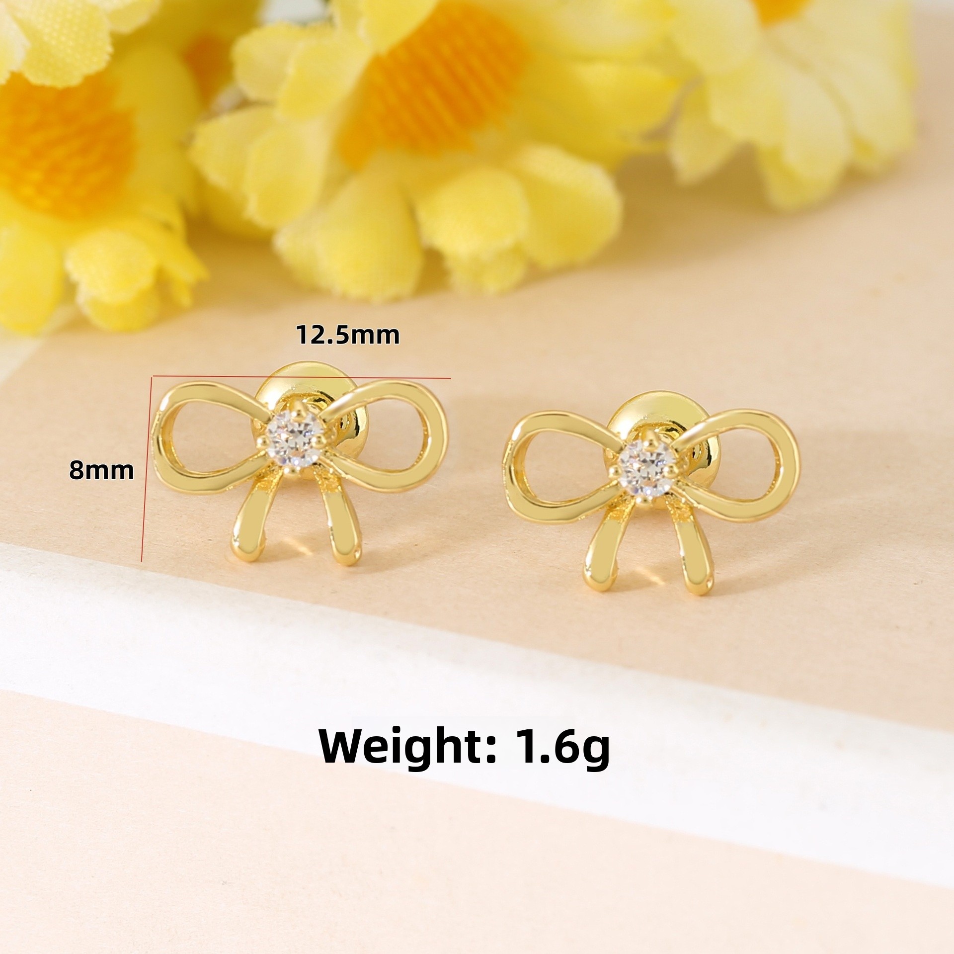 Cute Bow Tie Stud Earrings For Women With Copper Posts And Rhinestone Inlay 4