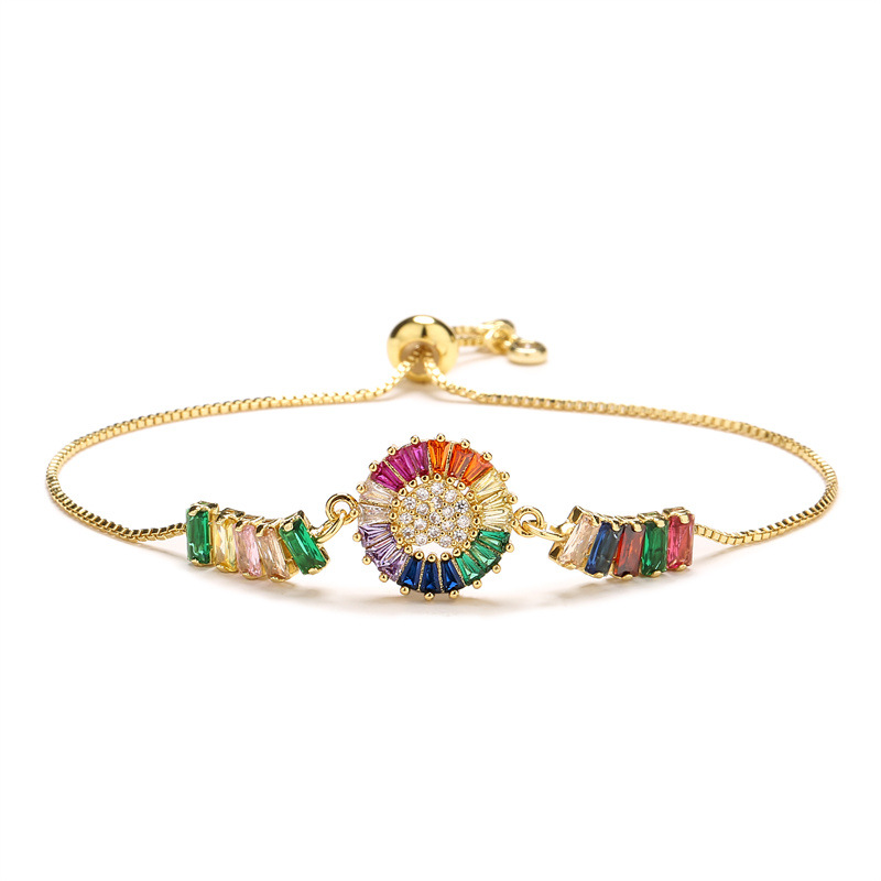 Unisex Gold Plated Copper Bracelet Featuring Heart Shape Design With Zircon Inlay 5