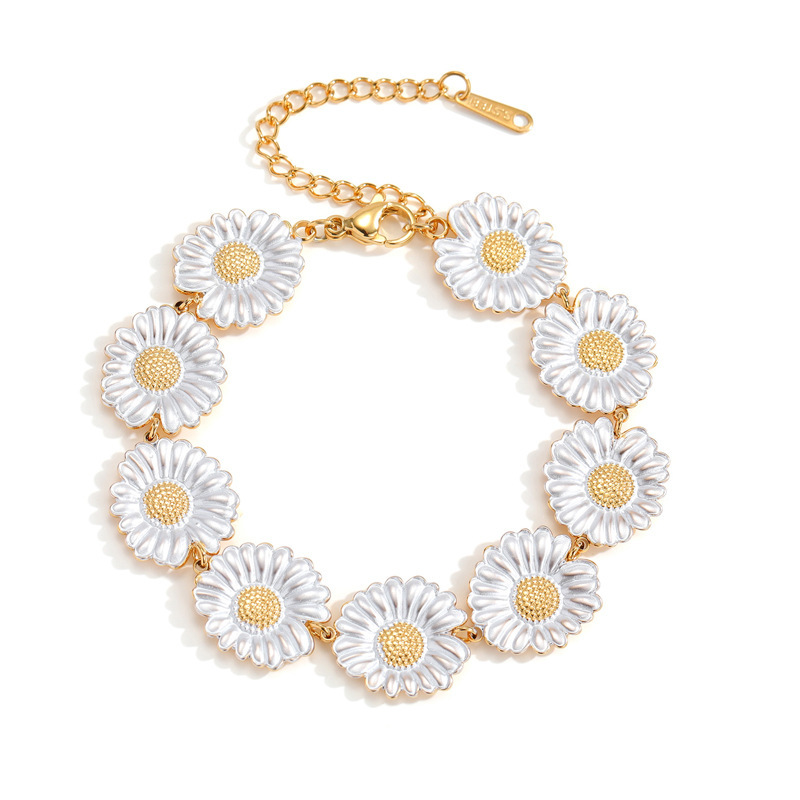 Daisy Bracelet For Women In 304 Stainless Steel With 18K Real Gold Plated Electroplated Finish 5
