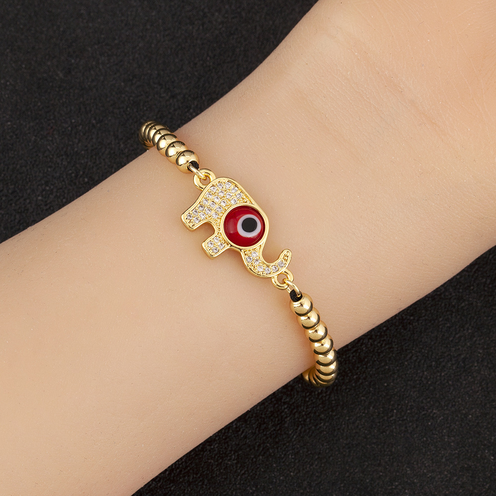 Dark Blue Beaded Animal Bracelet In Copper With 18K Real Gold Plated Electroplated Finish 3