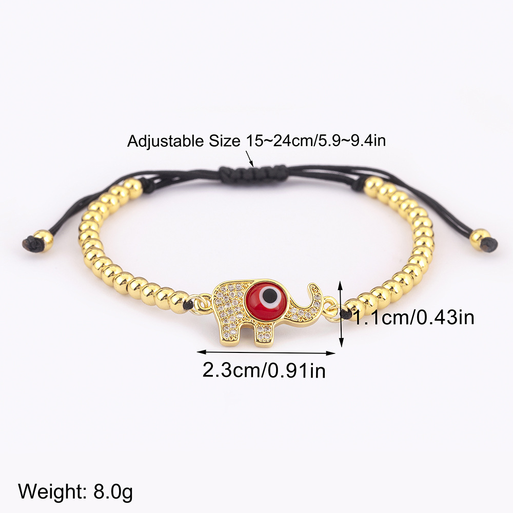 Dark Blue Beaded Animal Bracelet In Copper With 18K Real Gold Plated Electroplated Finish 5