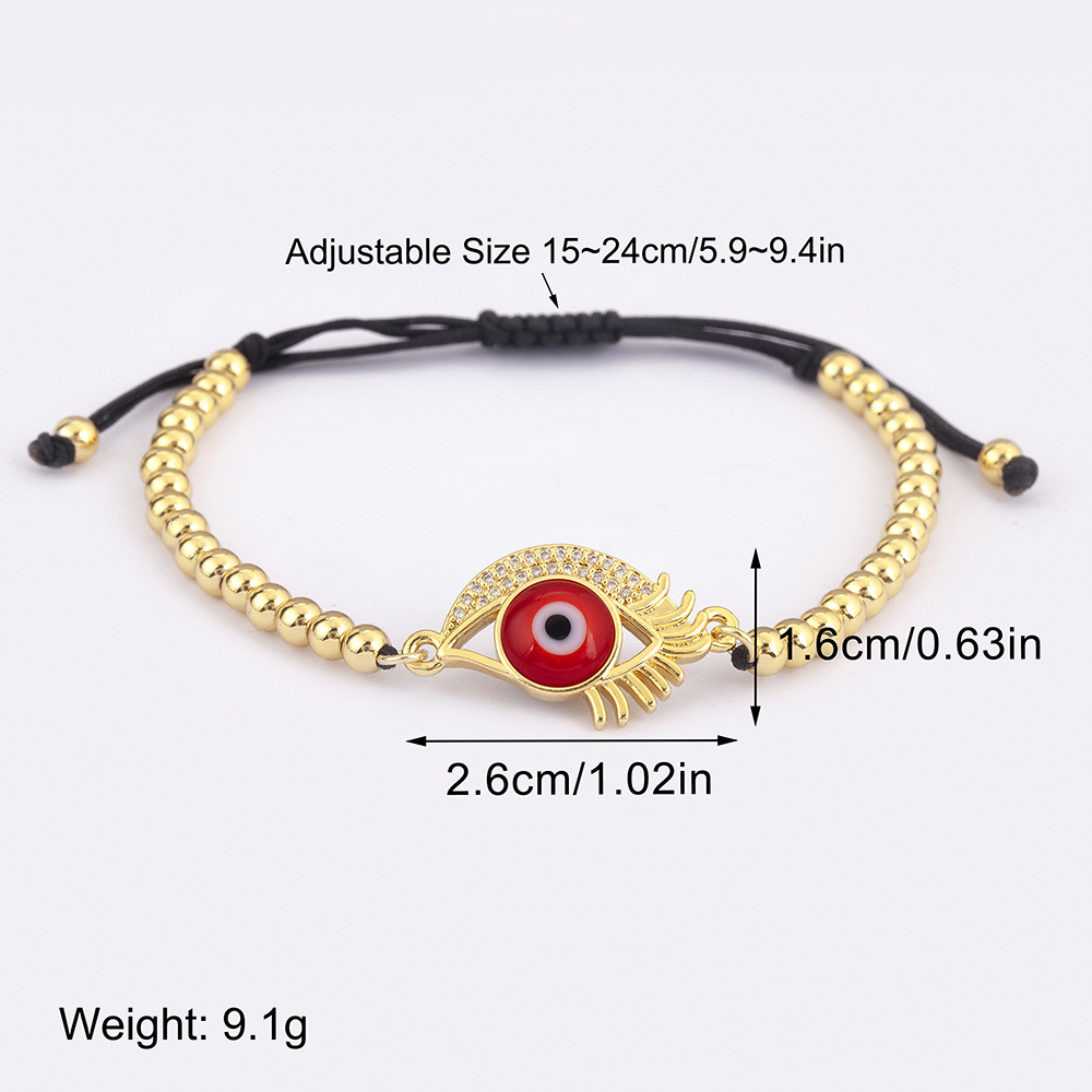 Devil's Eye Beaded Bracelet In White Featuring 18K Real Gold Plated Copper With Beads 5