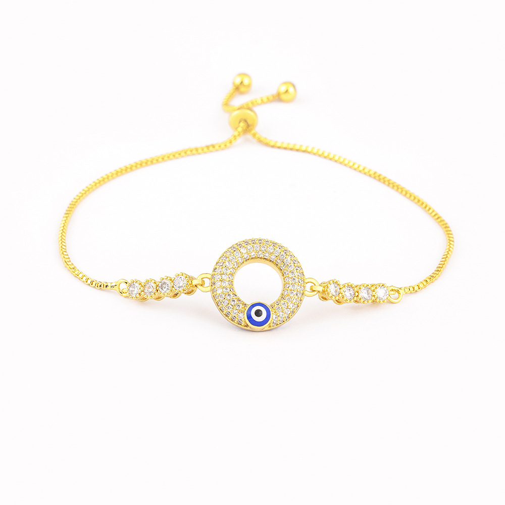 Devil's Eye Enamel Bracelet In Red Copper With 18K Real Gold Plated Electroplated Finish For Women 5