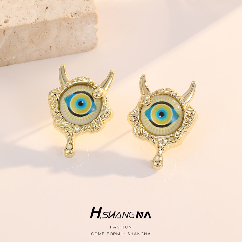 Devil's Eye Stud Earrings For Women With 925 Sterling Silver Posts, Copper Base, And 14K Real Gold Plated Epoxy Resin Inlay 4