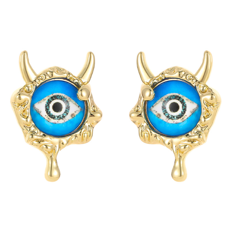 Devil's Eye Stud Earrings For Women With 925 Sterling Silver Posts, Copper Base, And 14K Real Gold Plated Epoxy Resin Inlay 5