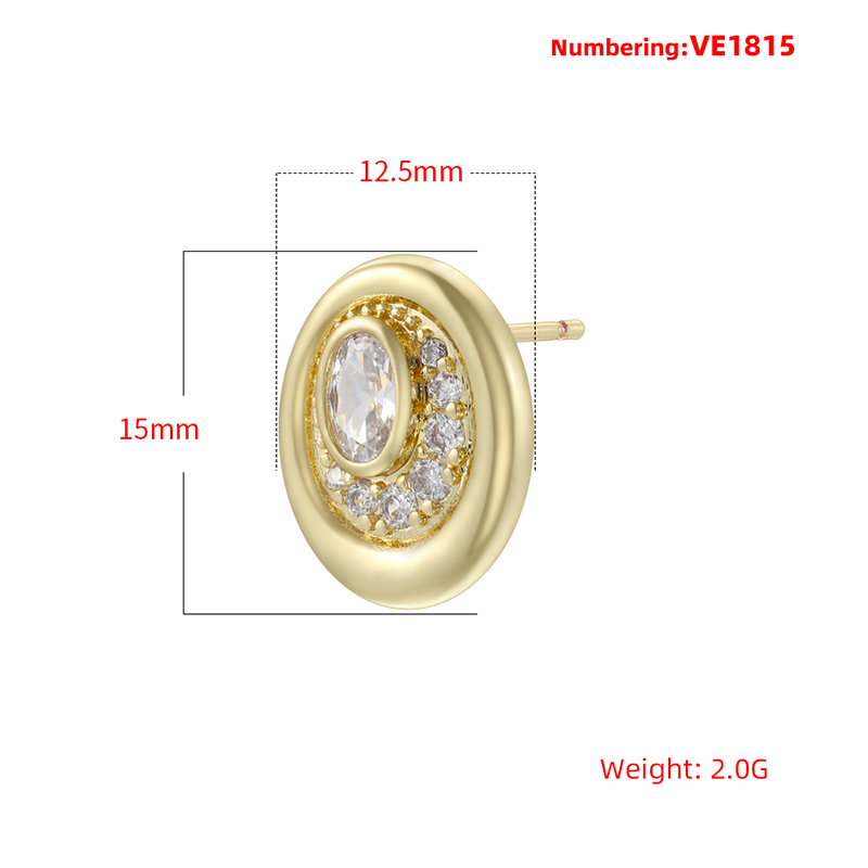 Devil's Eye Stud Earrings For Women With Zircon Inlay, Copper Base, And 18K Real Gold Water Plating 2