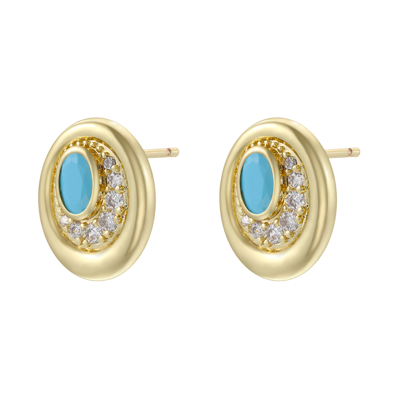 Devil's Eye Stud Earrings For Women With Zircon Inlay, Copper Base, And 18K Real Gold Water Plating 10