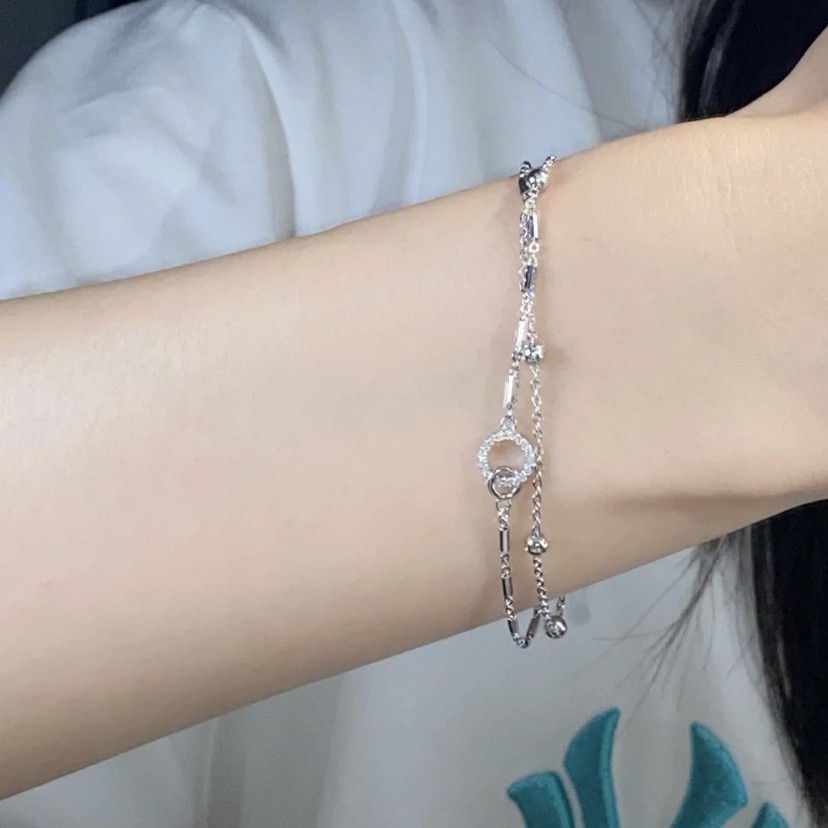 Double Ring Copper Bracelet For Women With Electroplated Gold Plating, Simple Style Suitable For Business 4