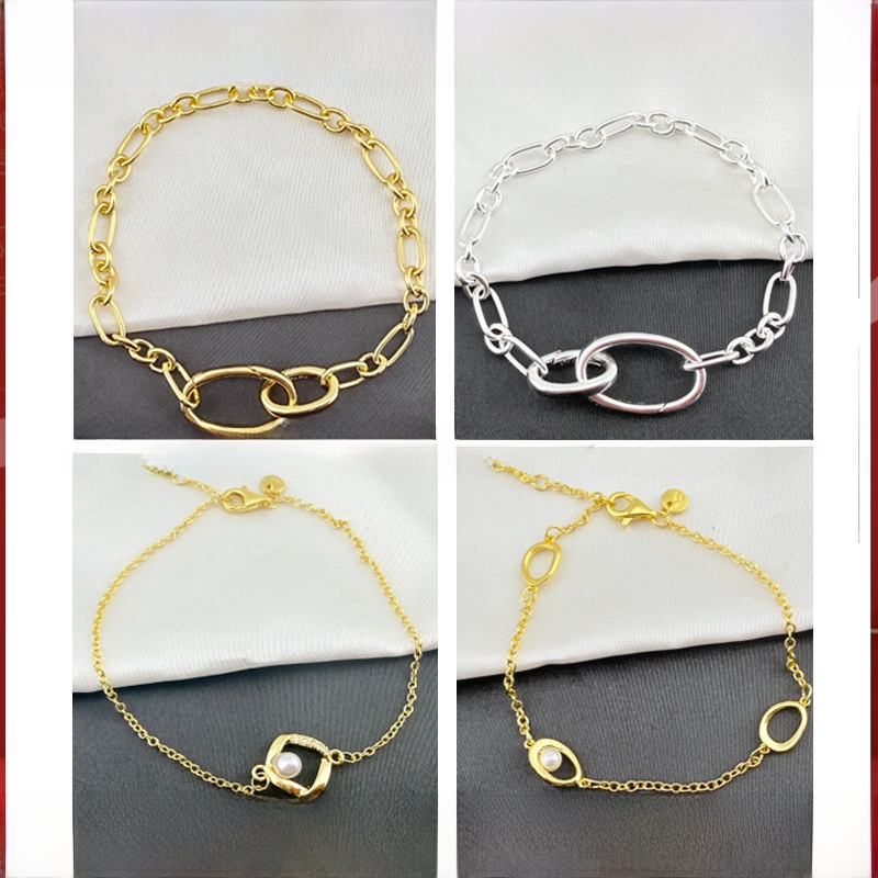 Double Ring Unisex Bracelet Featuring Copper Chain Material With Silver Plated Electroplated Finish
