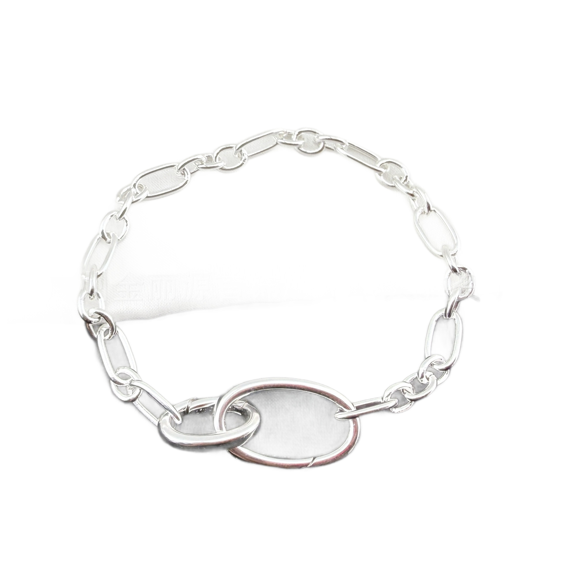Double Ring Unisex Bracelet Featuring Copper Chain Material With Silver Plated Electroplated Finish 5