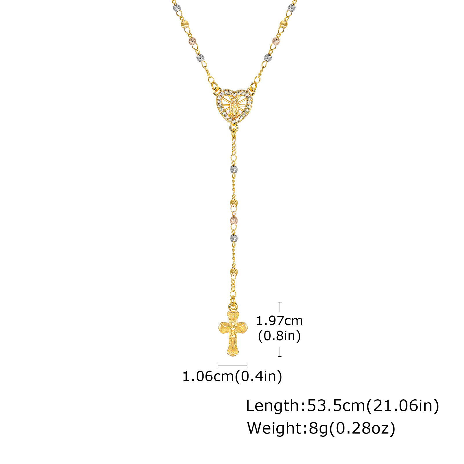 Cross Y-Necklace Lariat Necklace For Women In Copper With 18K Real Gold Plated Finish 0.03µm-0.05µm And Zircon Inlay 2