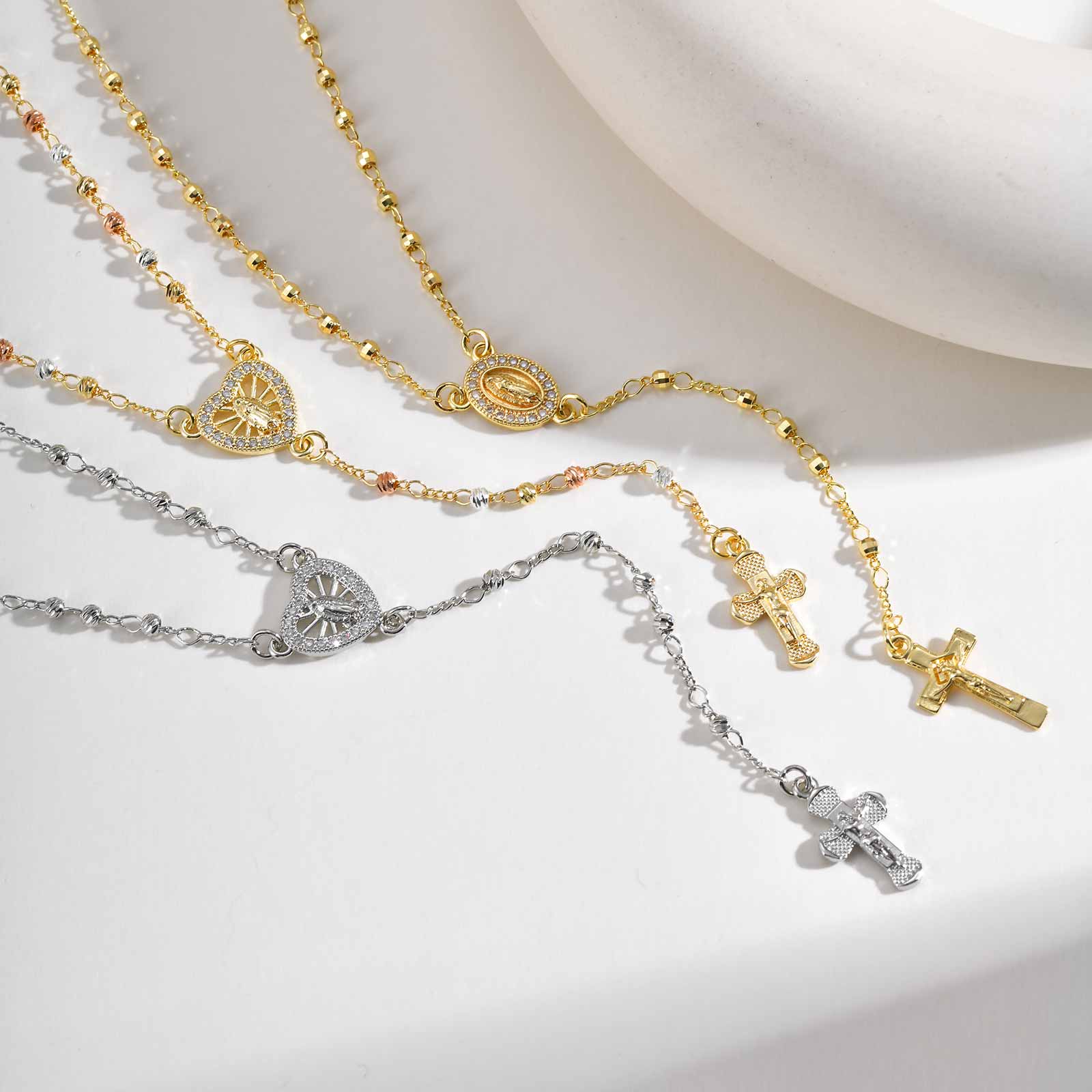 Cross Y-Necklace Lariat Necklace For Women In Copper With 18K Real Gold Plated Finish 0.03µm-0.05µm And Zircon Inlay 5