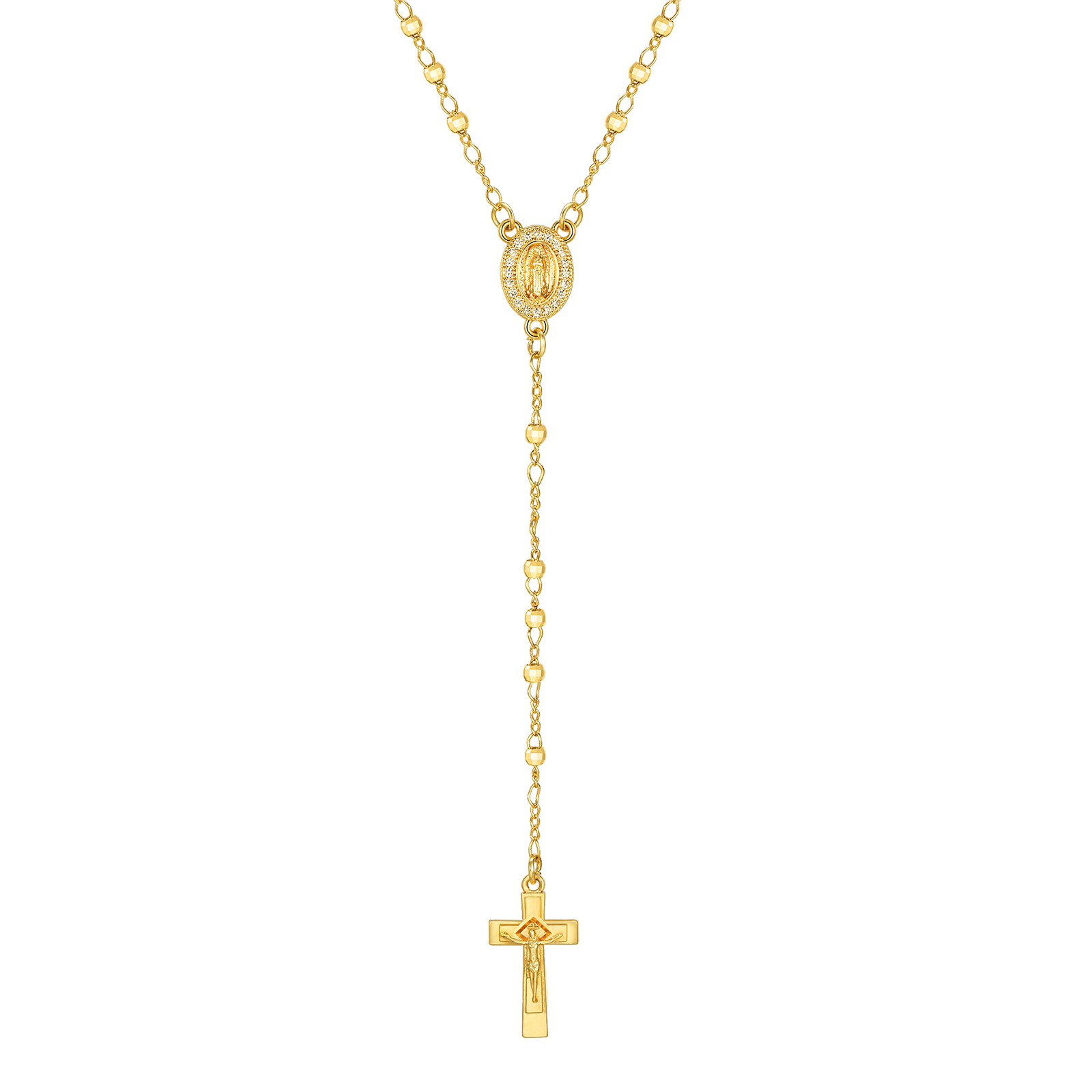 Cross Y-Necklace Lariat Necklace For Women In Copper With 18K Real Gold Plated Finish 0.03µm-0.05µm And Zircon Inlay 6