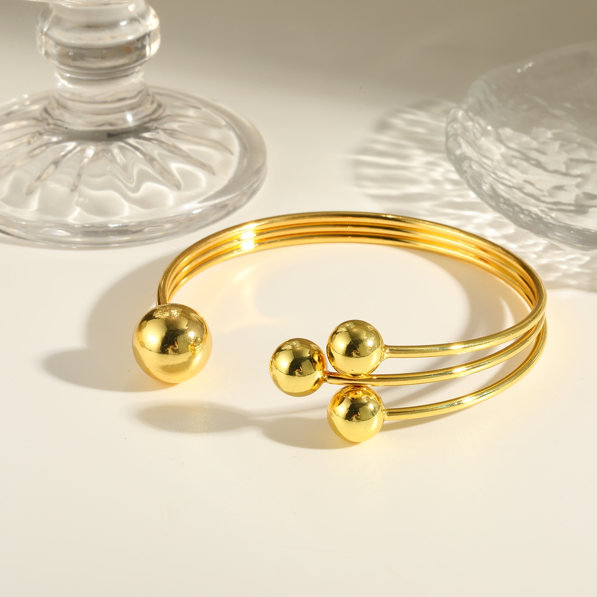 Electroplated Ball Bangle For Women In Copper With 18K Real Gold Water Plating And 0.03µm Thickness 2