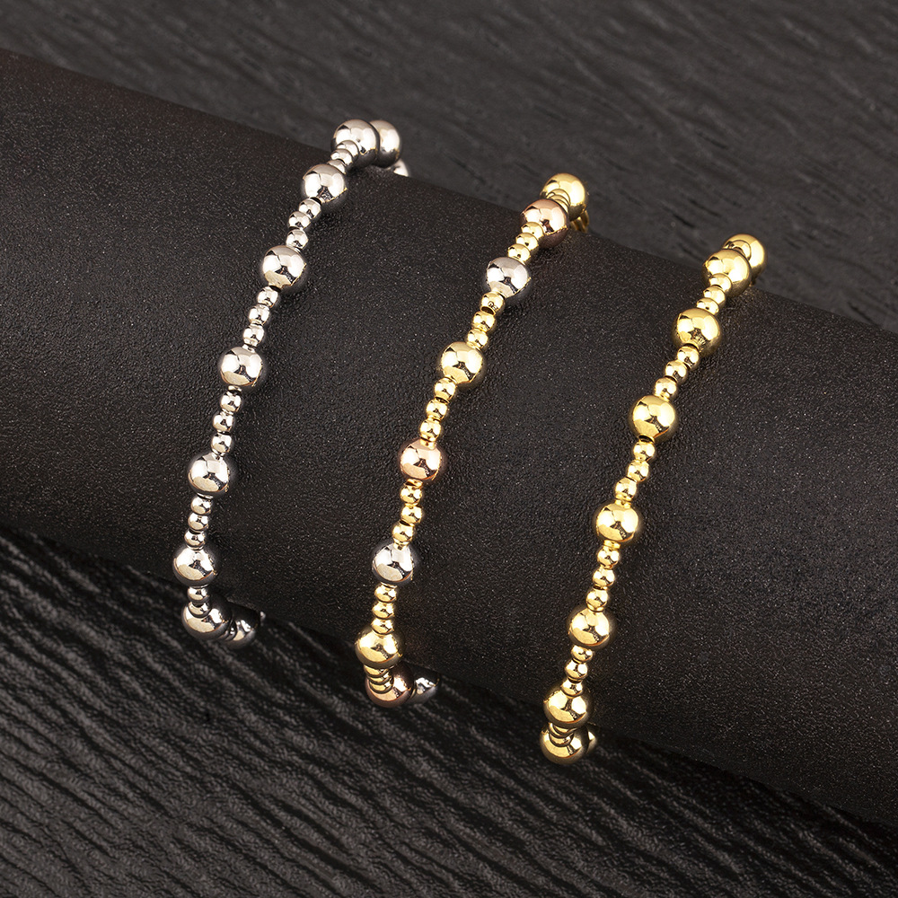 Electroplated Copper Beaded Bracelet Featuring Colour Beads With Elegant Bangle Design