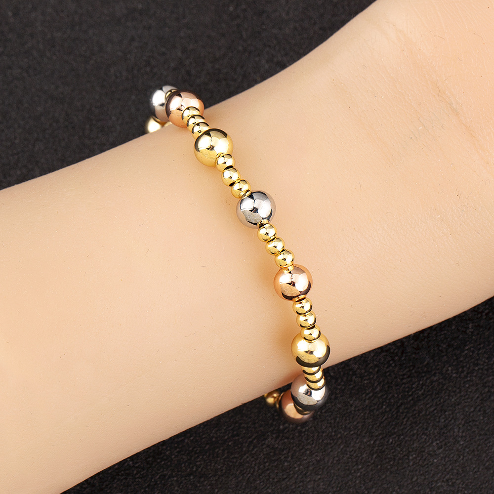 Electroplated Copper Beaded Bracelet Featuring Colour Beads With Elegant Bangle Design 3
