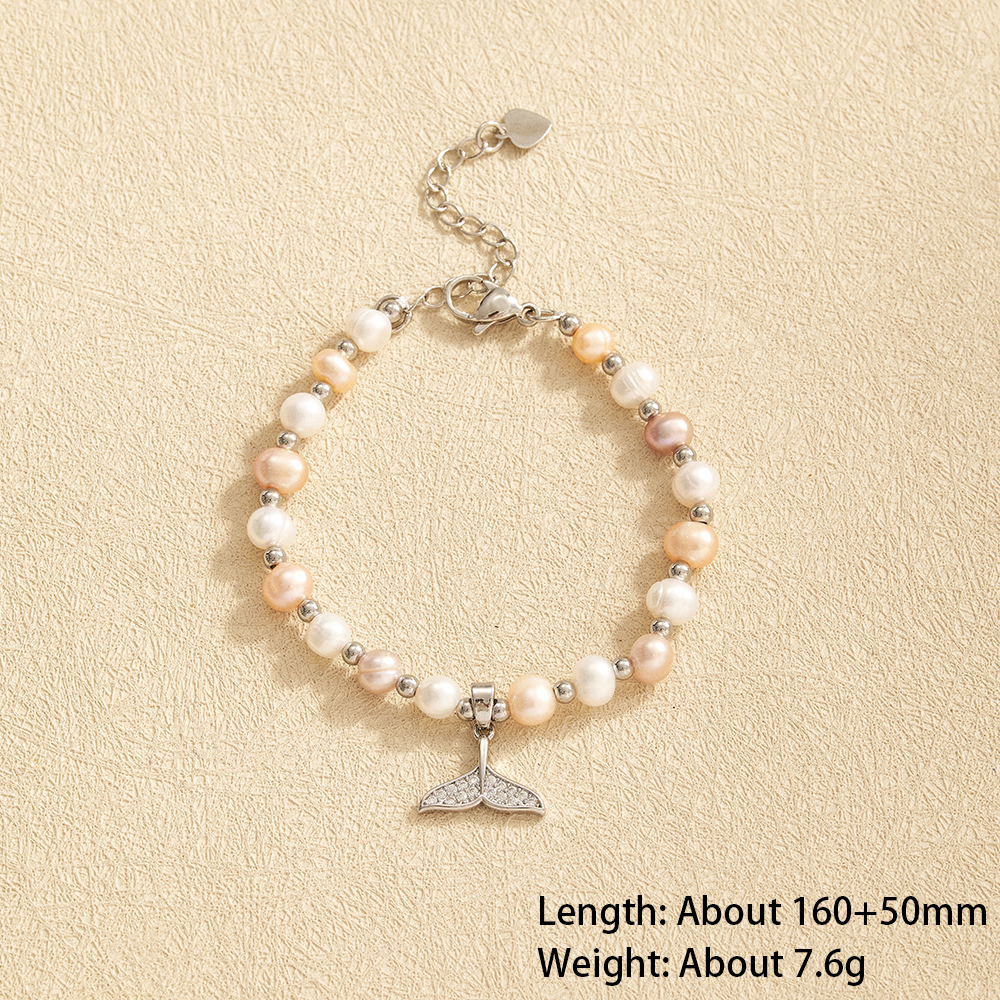 Pentagram Electroplated Copper Bracelet For Women With 18K Real Gold Plated Water Plating And Freshwater Pearl Handmade Chain 10