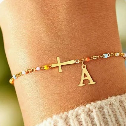 Electroplated Copper Letter Bracelet For Women, Perfect For Festival Occasions