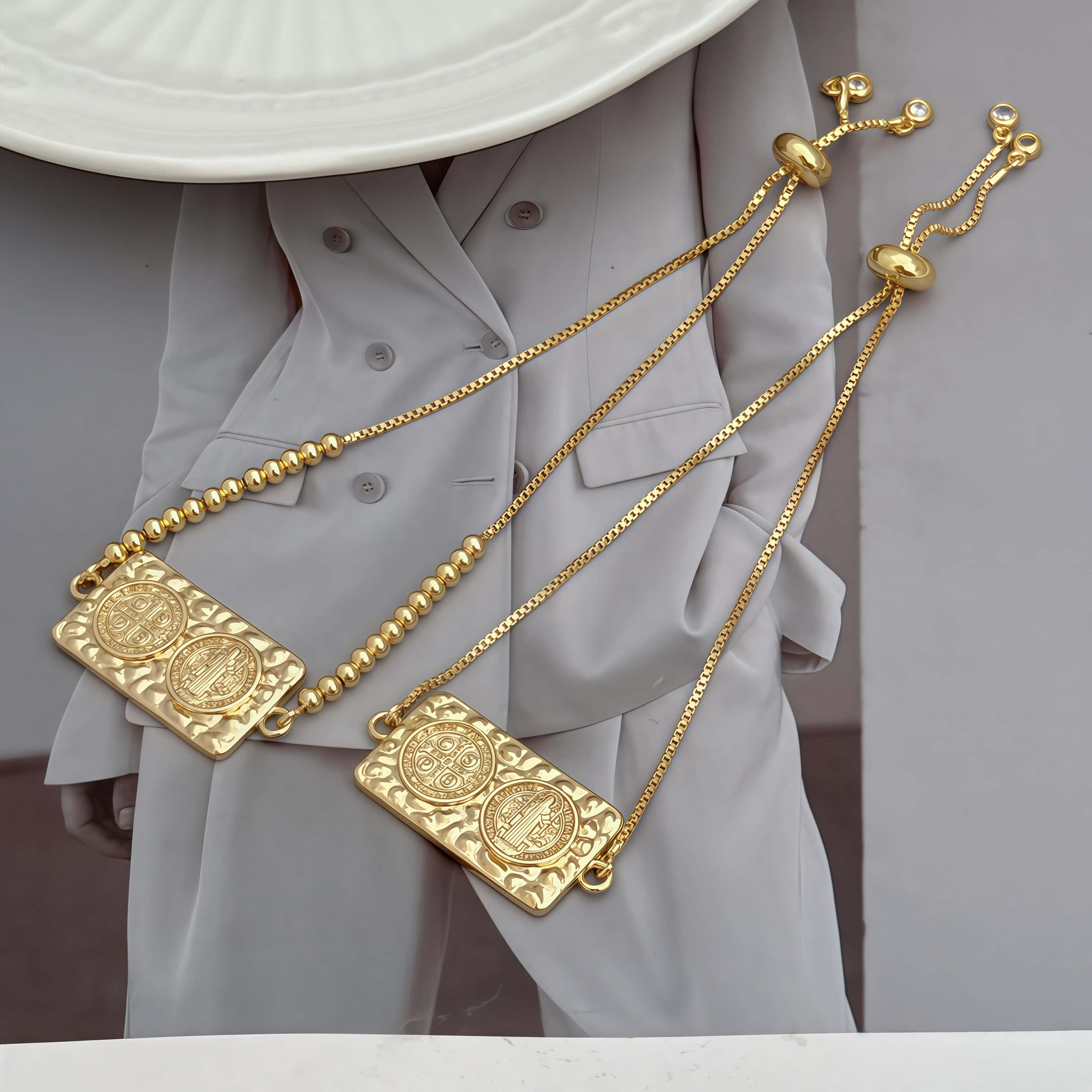 Electroplated Cross Bracelet For Women, Handmade Copper Chain With 18K Gold Plating