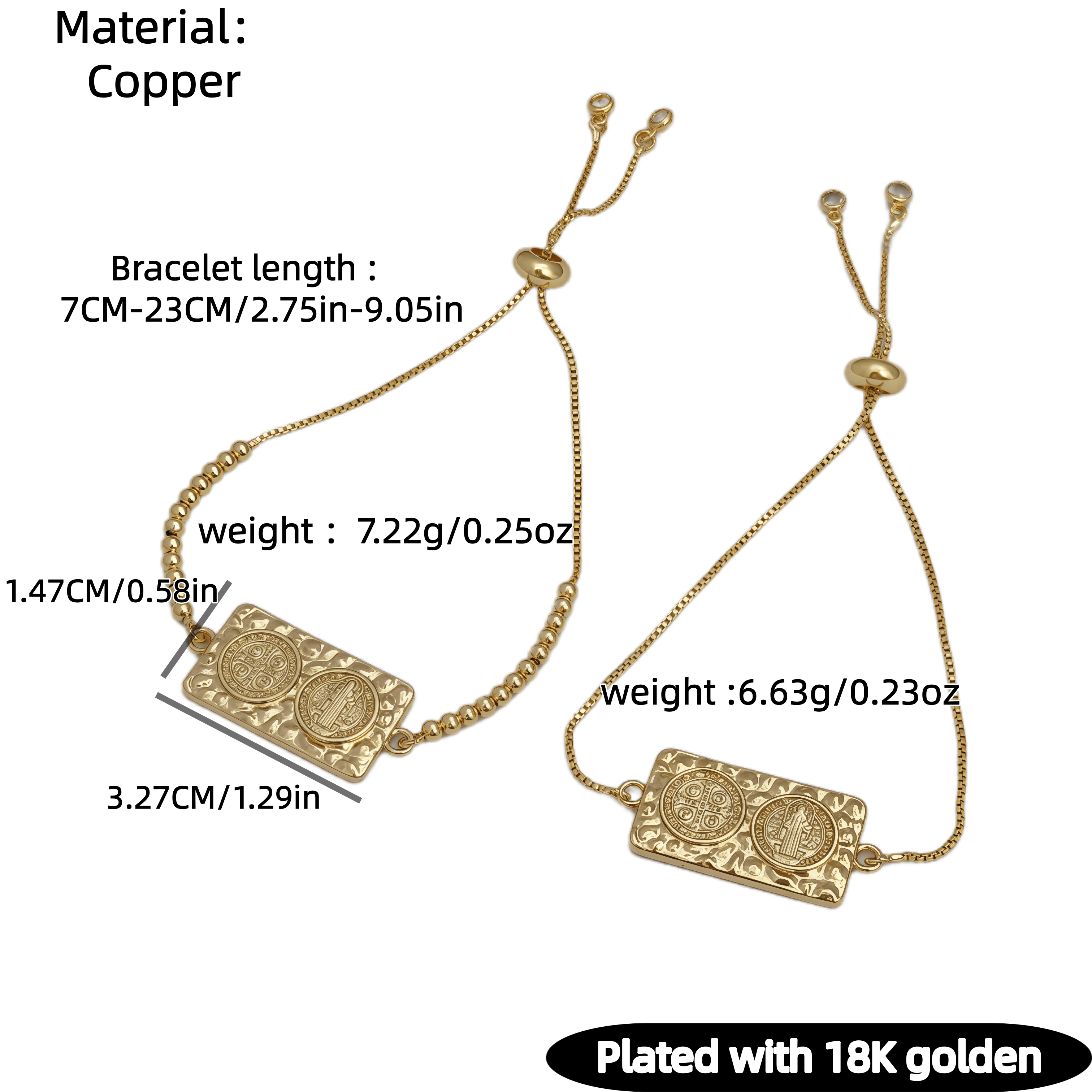 Electroplated Cross Bracelet For Women, Handmade Copper Chain With 18K Gold Plating 2