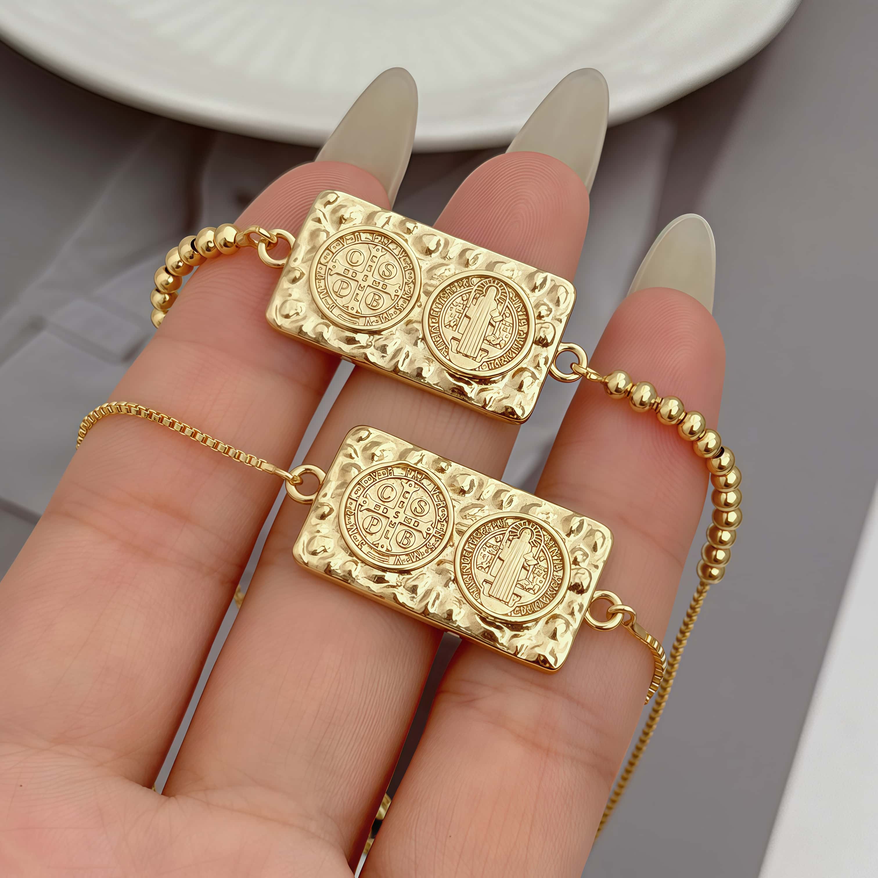 Electroplated Cross Bracelet For Women, Handmade Copper Chain With 18K Gold Plating 3