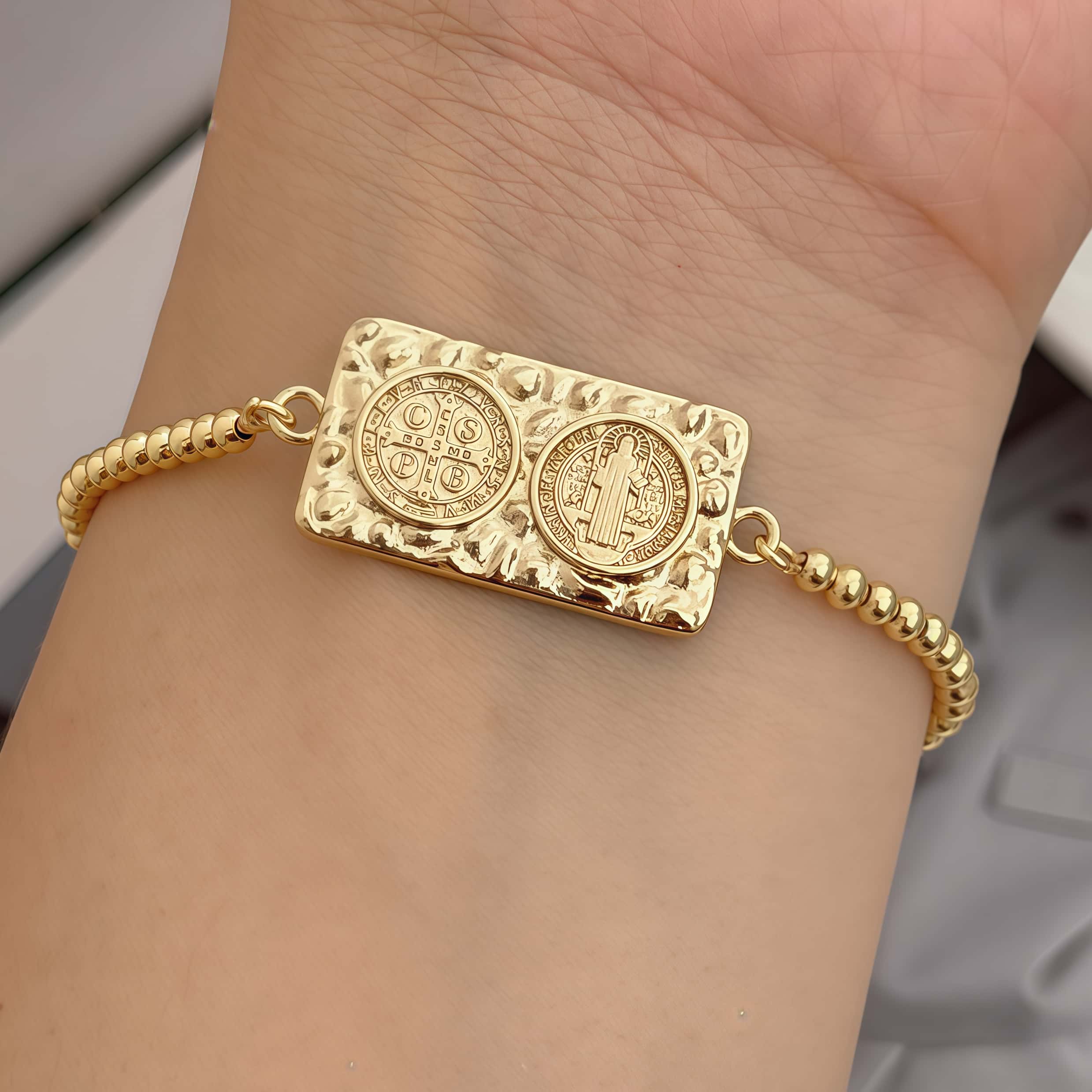 Electroplated Cross Bracelet For Women, Handmade Copper Chain With 18K Gold Plating 4