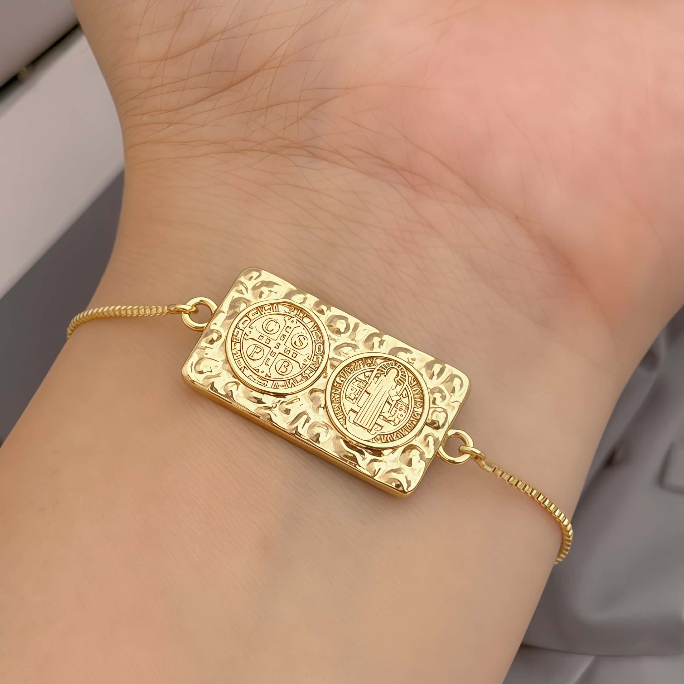 Electroplated Cross Bracelet For Women, Handmade Copper Chain With 18K Gold Plating 5