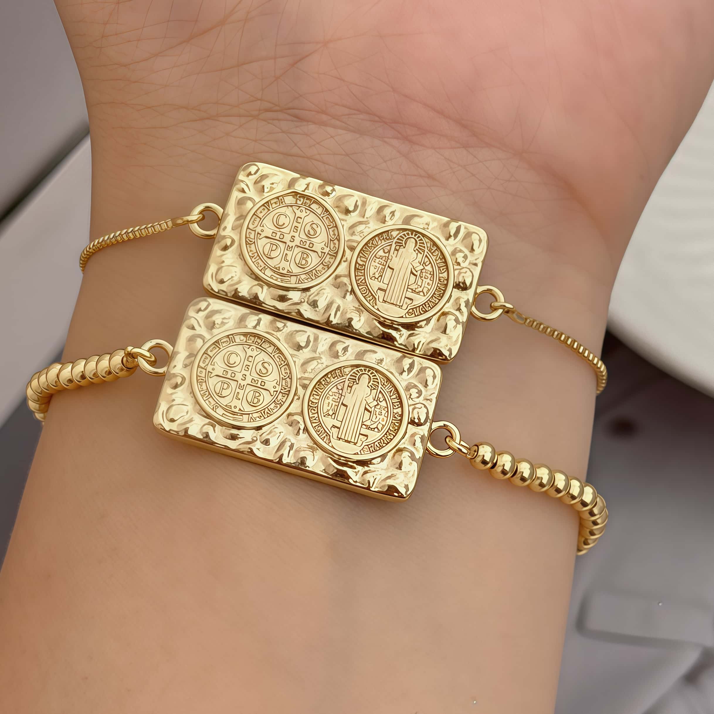 Electroplated Cross Bracelet For Women, Handmade Copper Chain With 18K Gold Plating 6