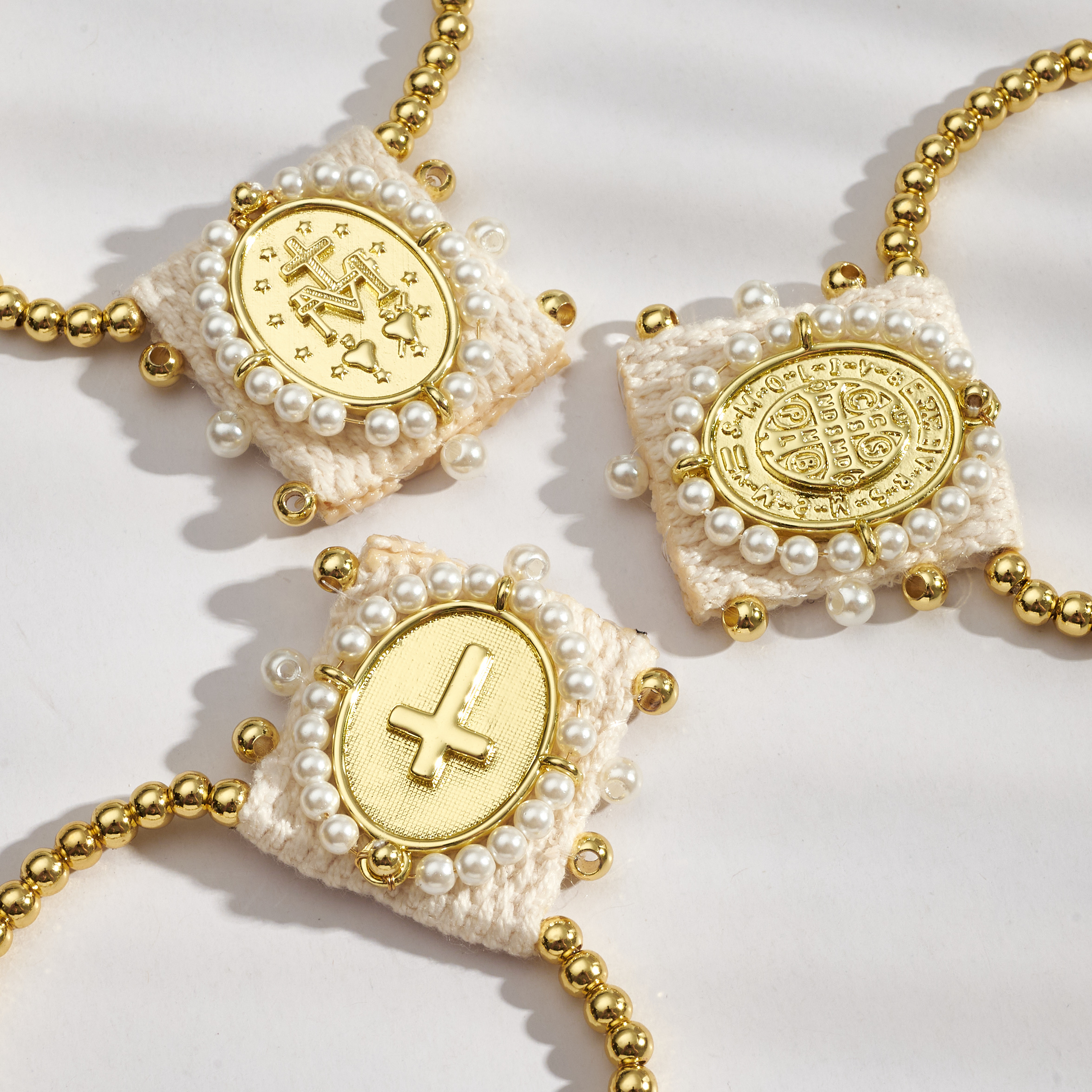 Electroplated Cross Bracelet For Women In Long-Lasting Golden Plated Copper With Woven Chain