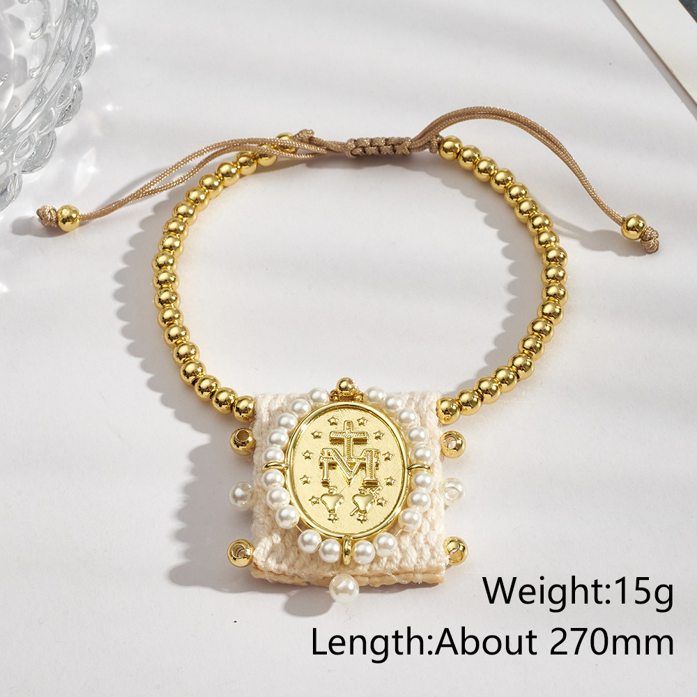 Electroplated Cross Bracelet For Women In Long-Lasting Golden Plated Copper With Woven Chain 8
