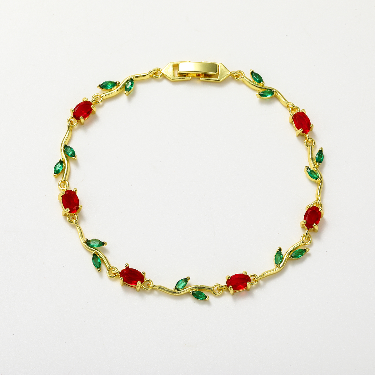 Electroplated Flowers Bracelet For Women With 18K Real Gold Water Plating, Copper Base, Zircon Inlay, And Handmade Chain 3