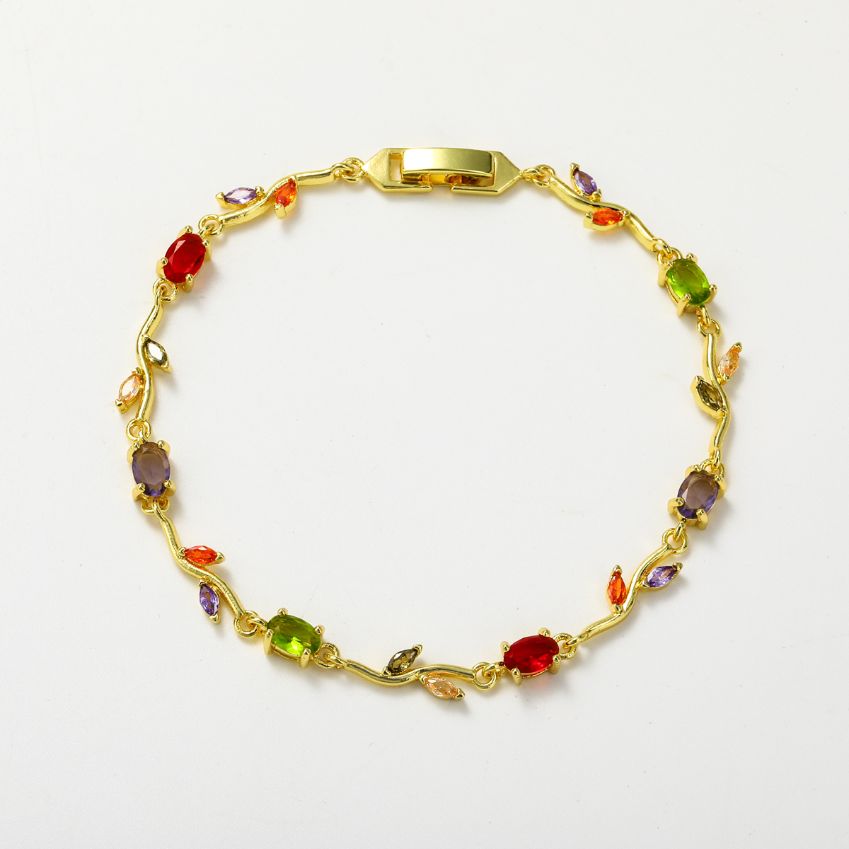 Electroplated Flowers Bracelet For Women With 18K Real Gold Water Plating, Copper Base, Zircon Inlay, And Handmade Chain 6