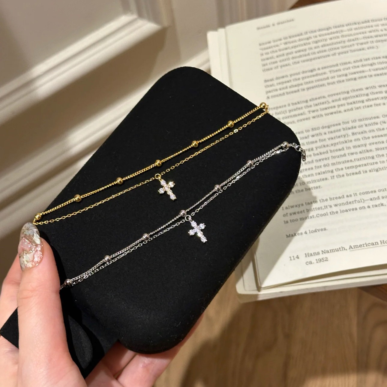 Electroplated Gold Cross Bracelet For Women Featuring Copper Pendant Material 2