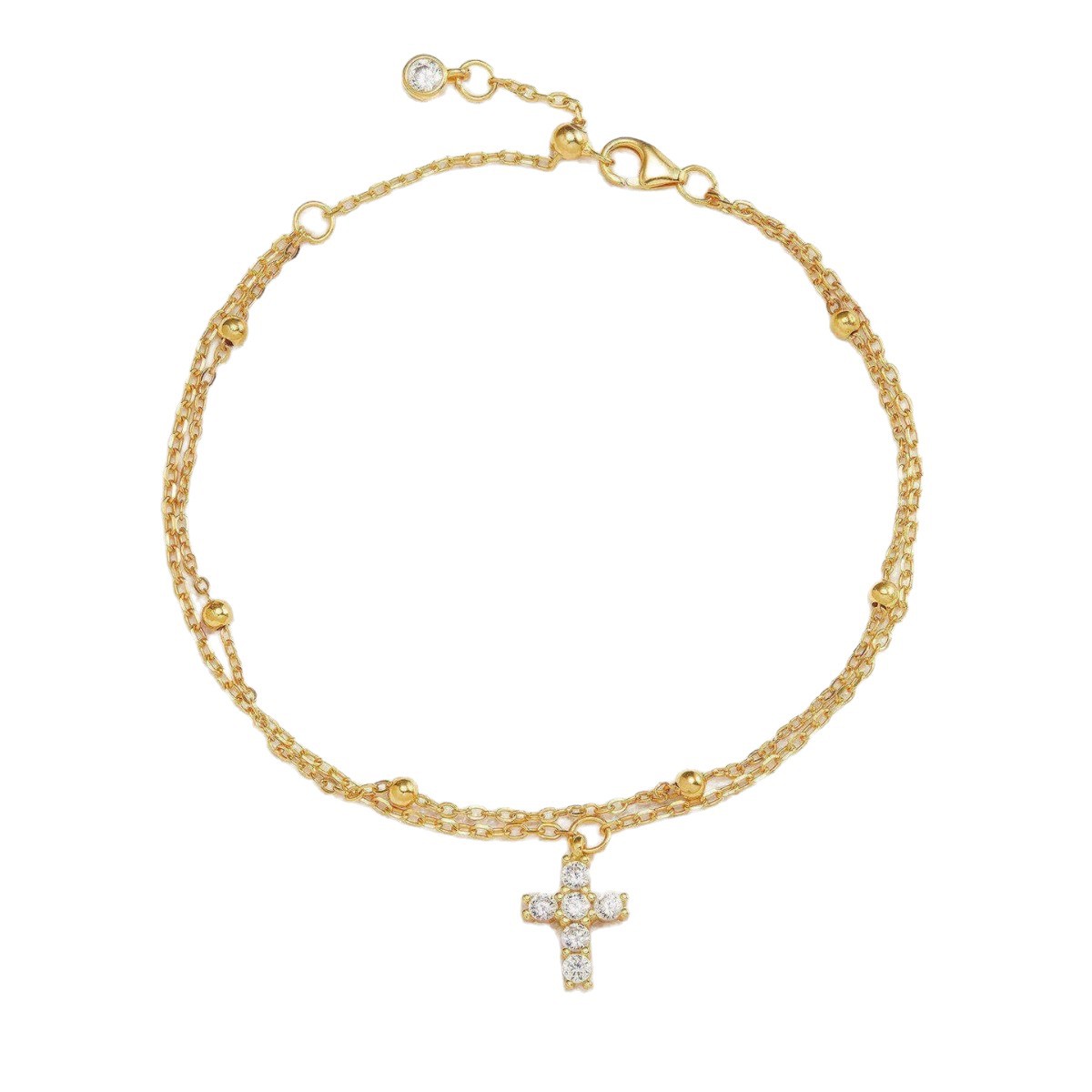 Electroplated Gold Cross Bracelet For Women Featuring Copper Pendant Material 5