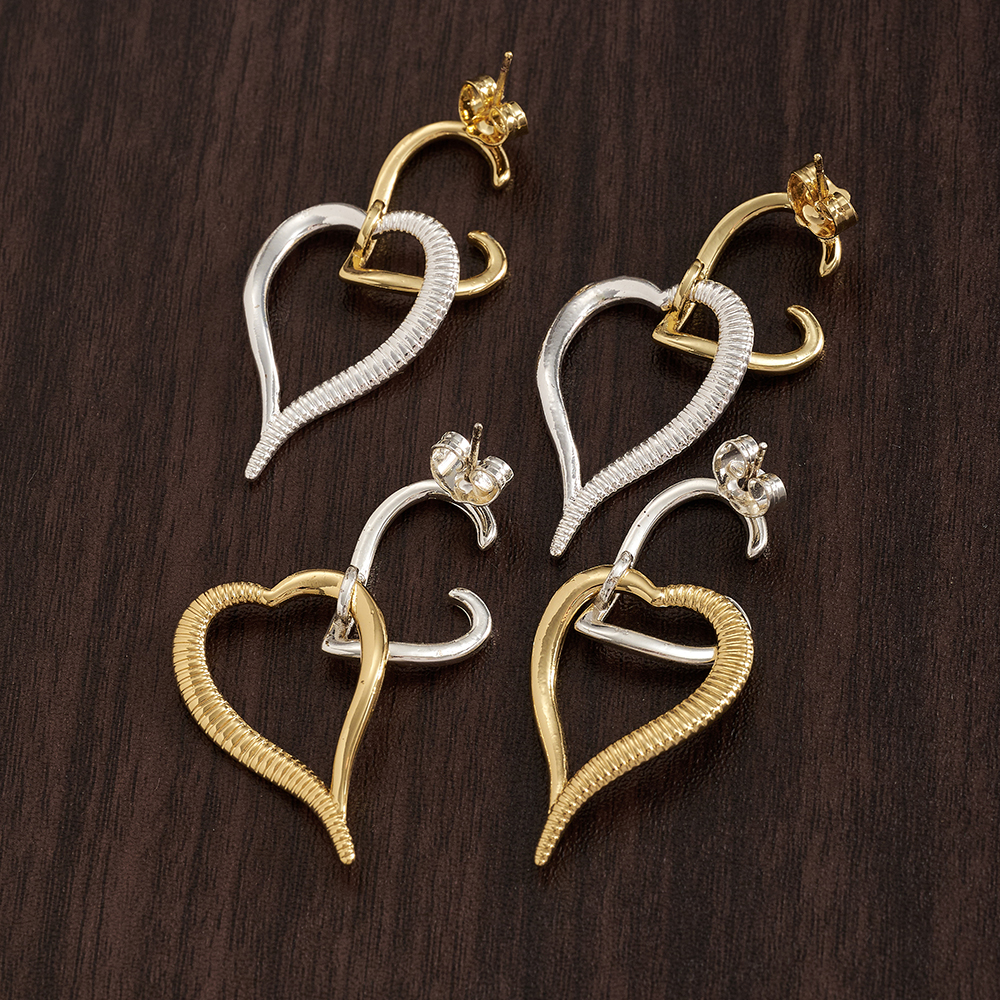Electroplated Heart Shape Drop Earrings In Copper With 18K Real Gold Water Plating And 0.03µm Thickness 2