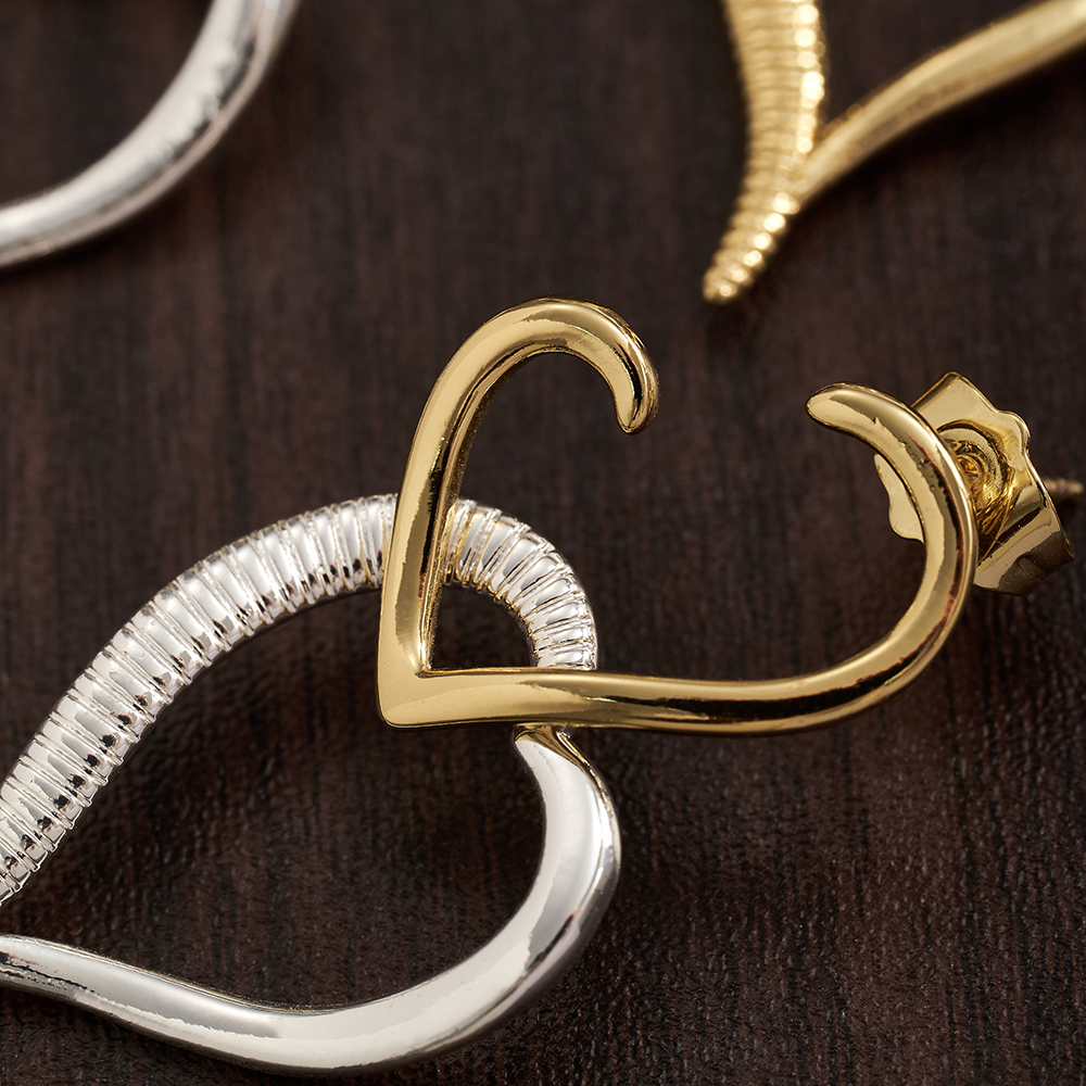 Electroplated Heart Shape Drop Earrings In Copper With 18K Real Gold Water Plating And 0.03µm Thickness 3