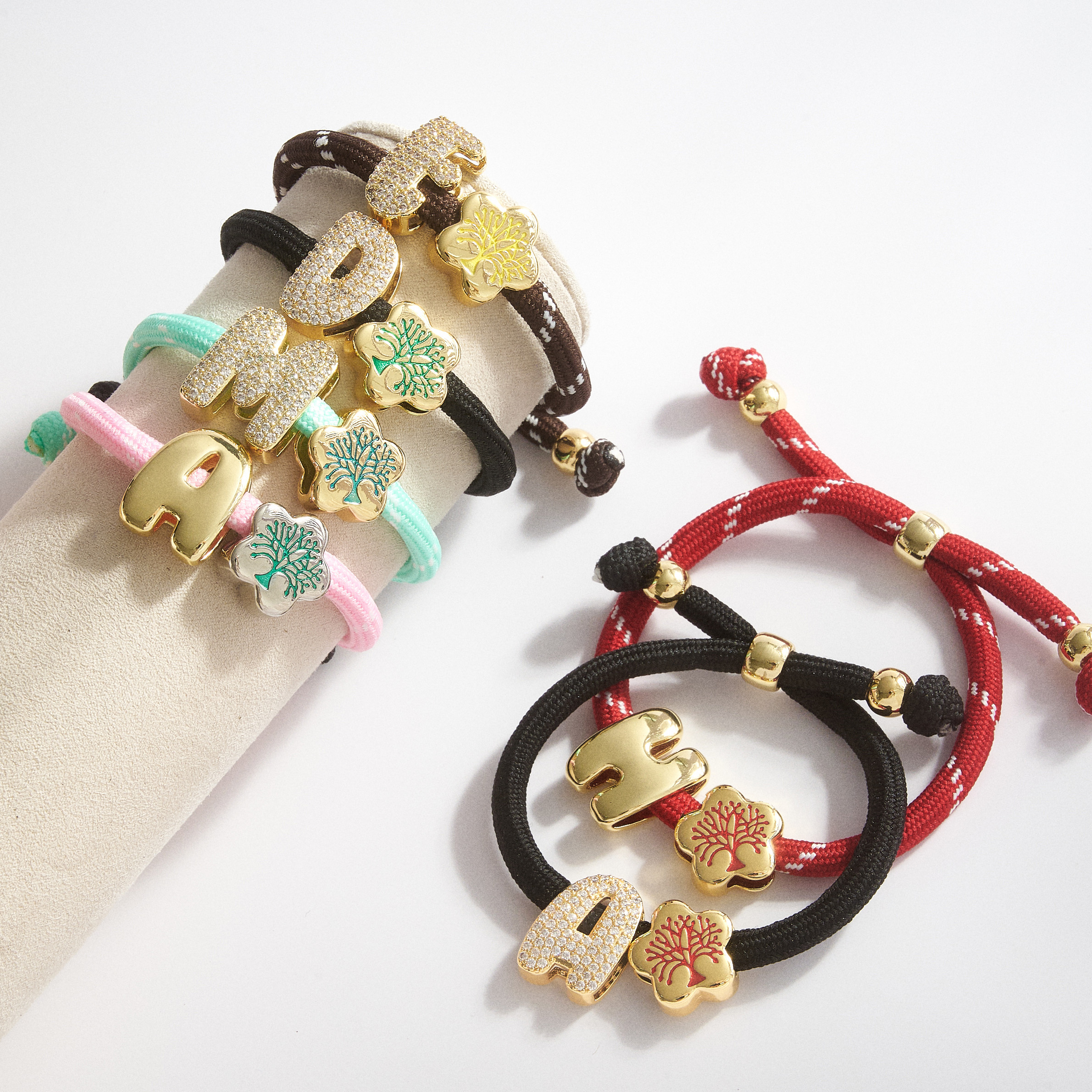 Electroplated Letter Drawstring Bracelet For Adults With 18K Real Gold Plated Copper And Zircon Inlay On Cord String 2