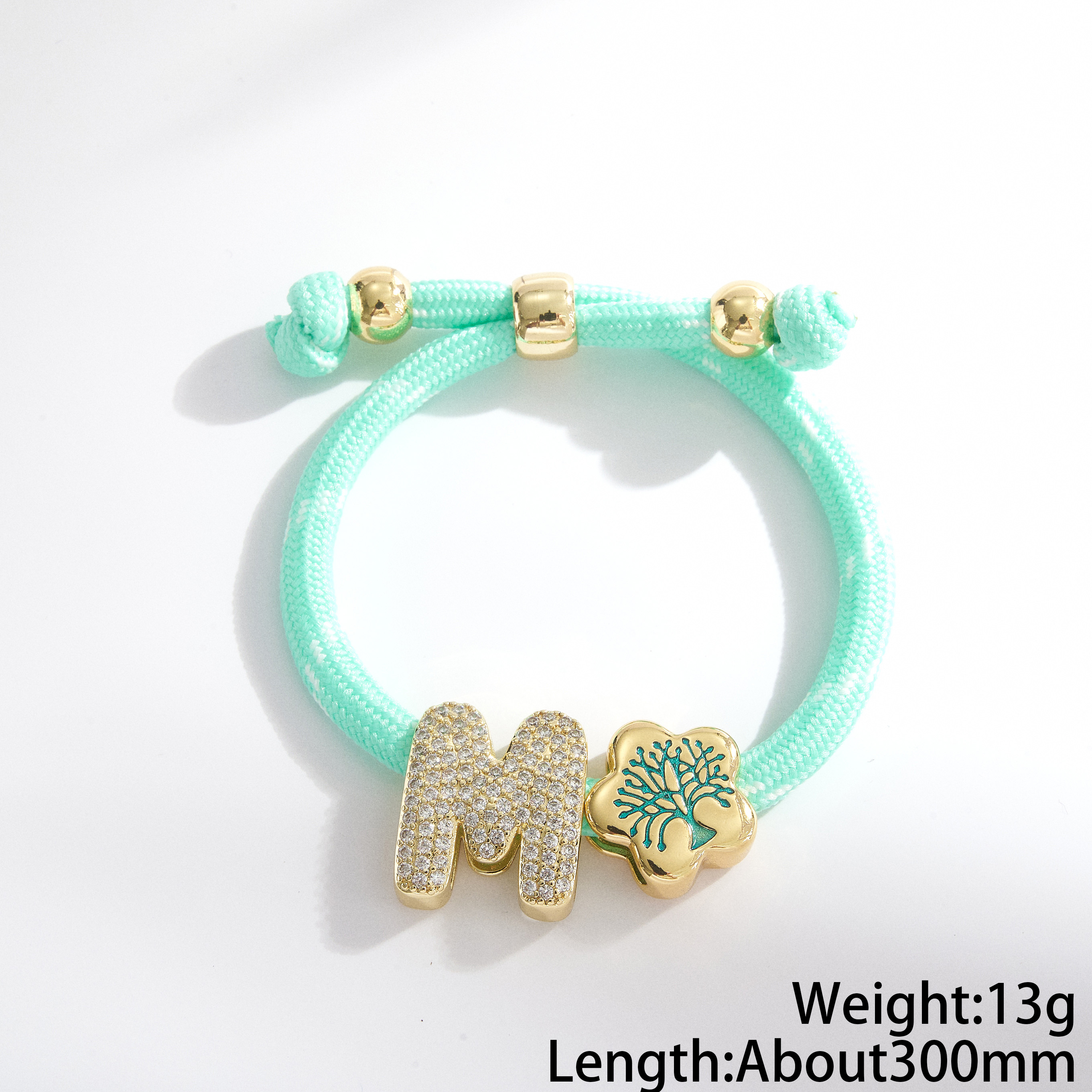 Electroplated Letter Drawstring Bracelet For Adults With 18K Real Gold Plated Copper And Zircon Inlay On Cord String 4